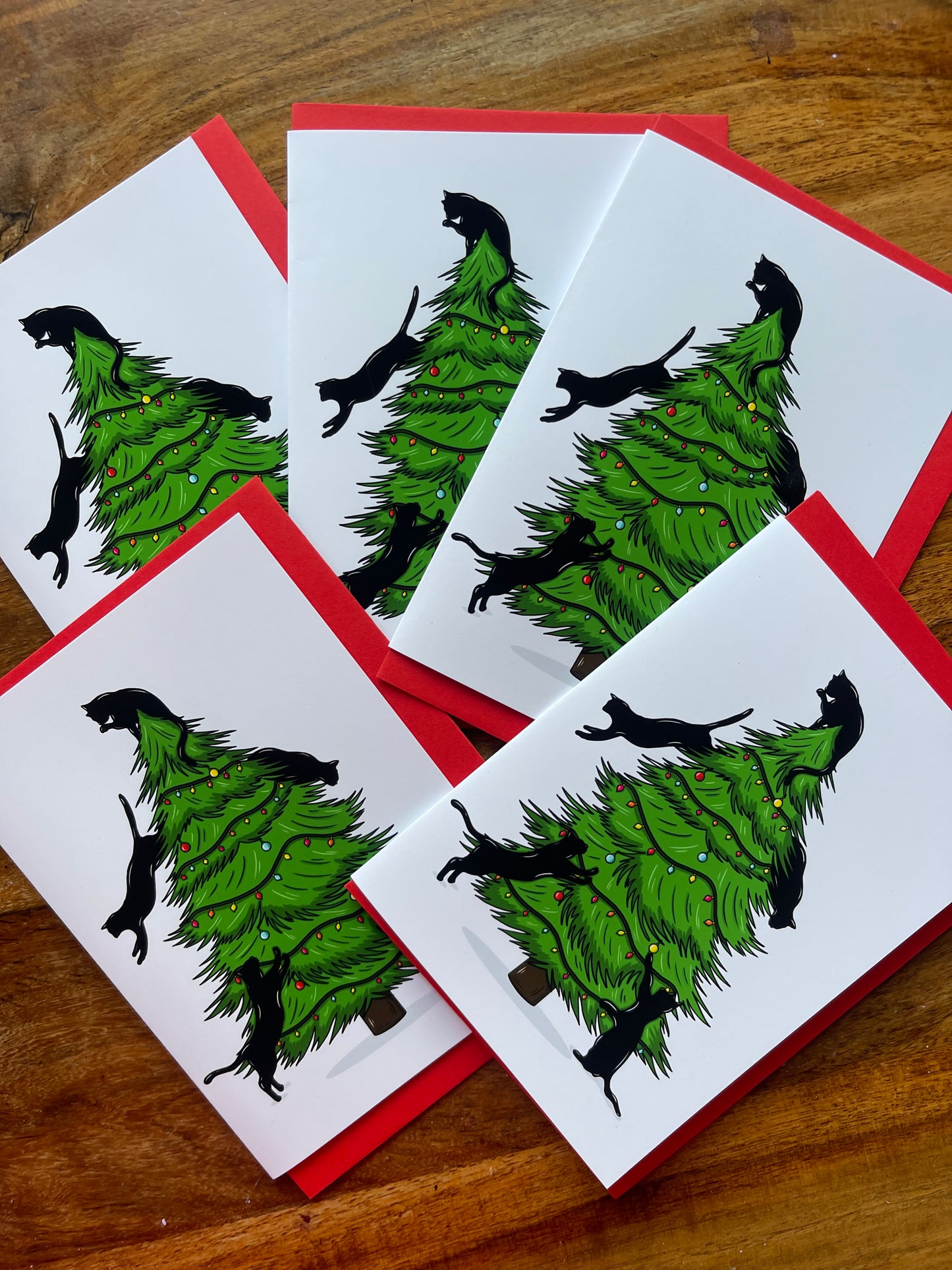 Merry Cat-Mas! Hand-drawn and Illustrated Greeting Card, A6 or A5