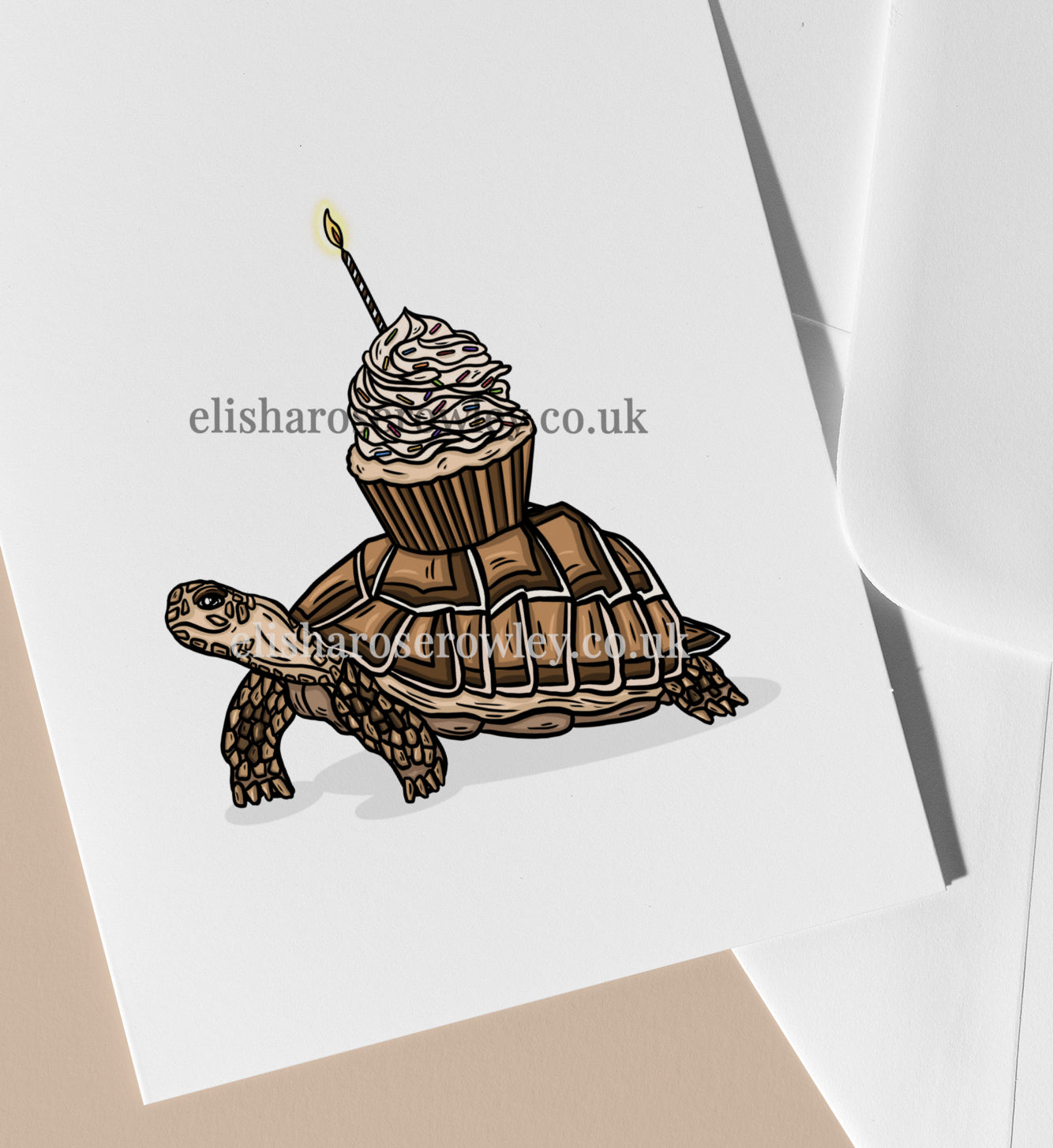 Turtle Cupcake! Birthday/Celebration Greeting Card A5