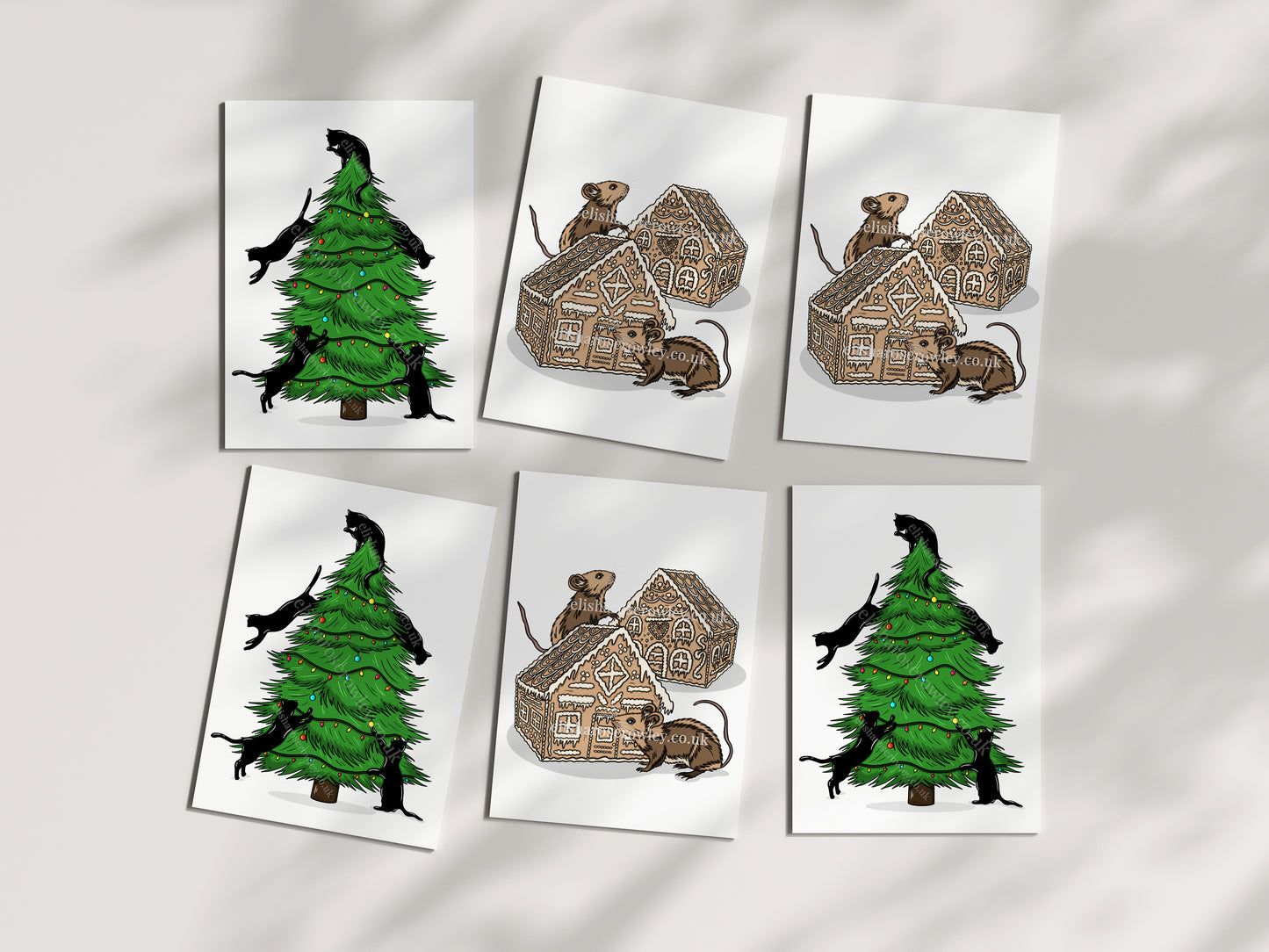 Pack of 6 Animal Christmas Cards - Hand-drawn and Illustrated Greeting Cards, A6 or A5