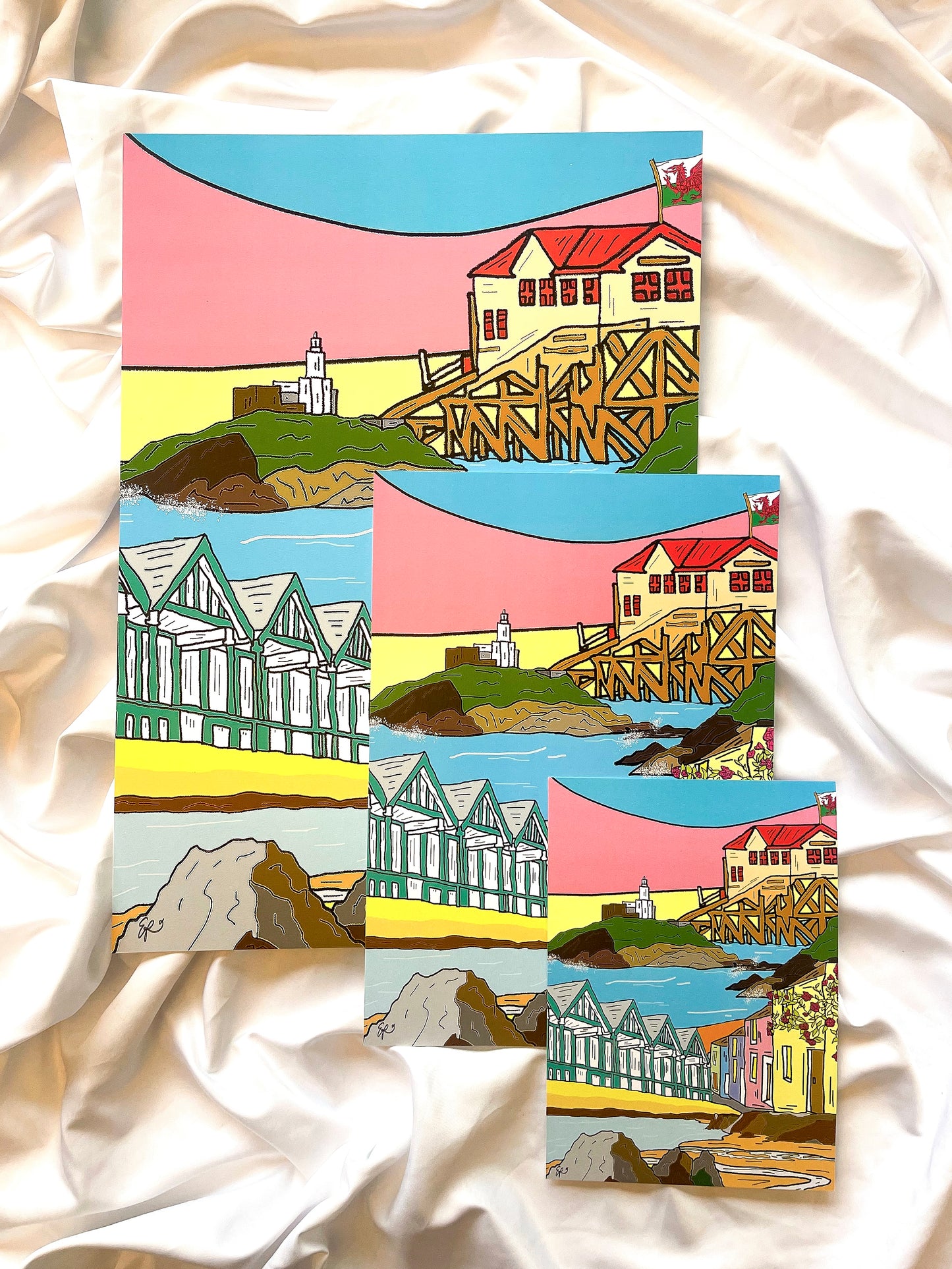 The Gower Coast, The Mumbles, Wales Hand-Drawn and Illustrated Art Print