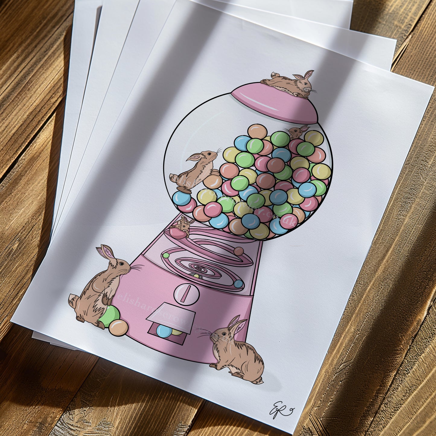 Bubblegum Bunnies - Hand-drawn and Illustrated Print