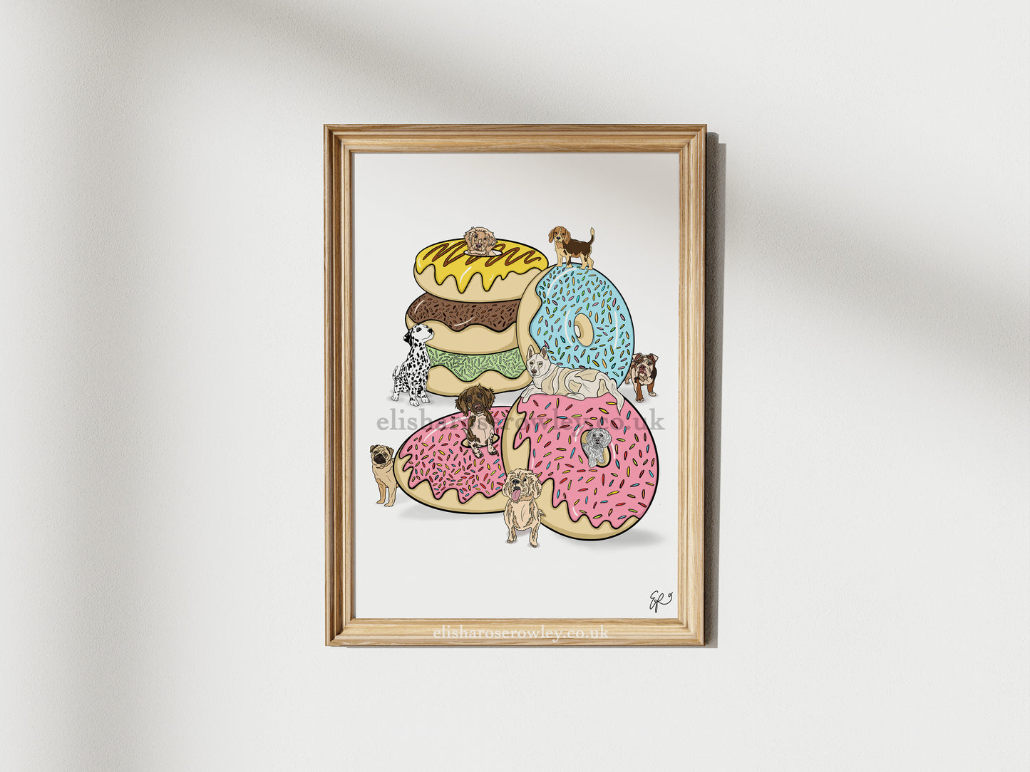 Donut Dogs - Hand-drawn and Illustrated Art Print