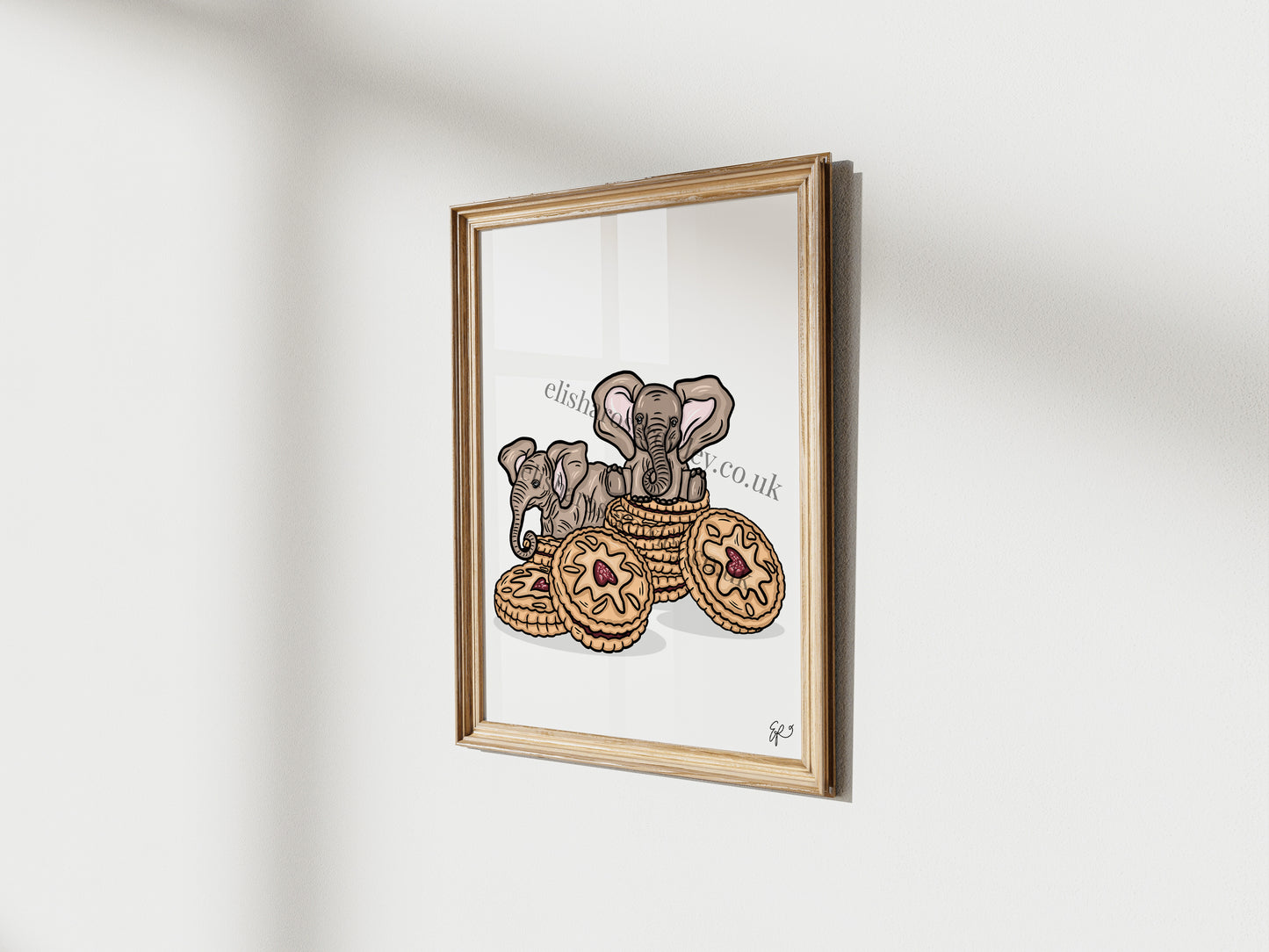 Elephant Biscuits! Baby Elephants and Jam Biscuits, Kitchen/Nursery Wall Art Print