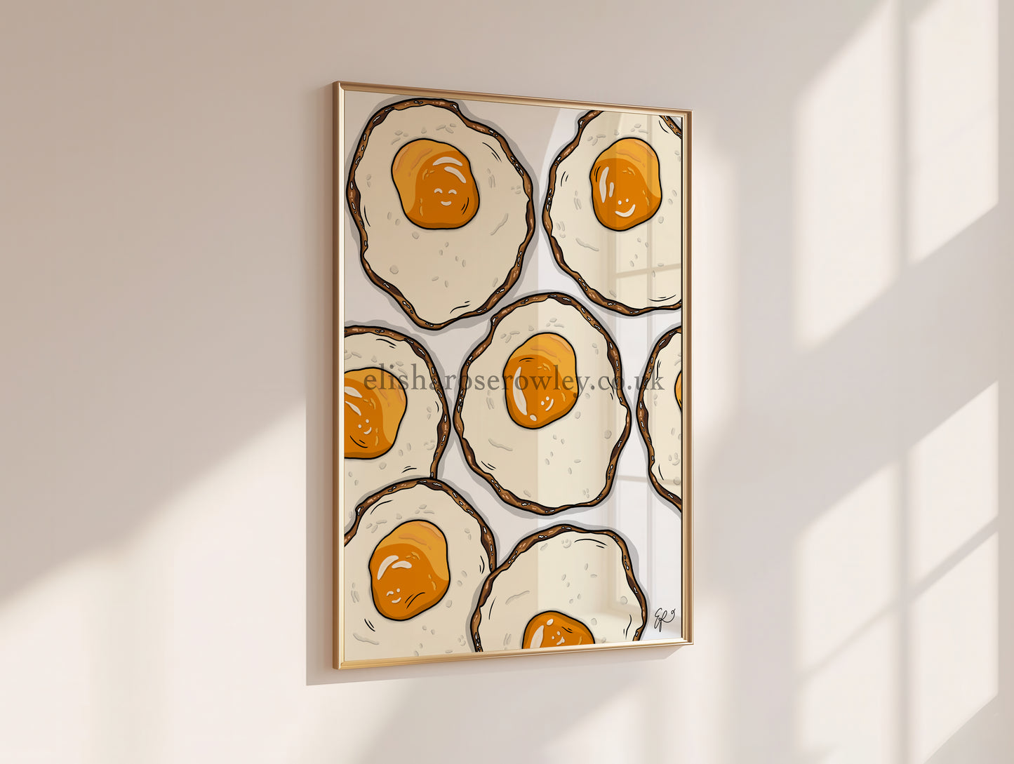 Happy Eggs Hand-drawn and Illustrated Art Print, with Hidden Smiley Faces!