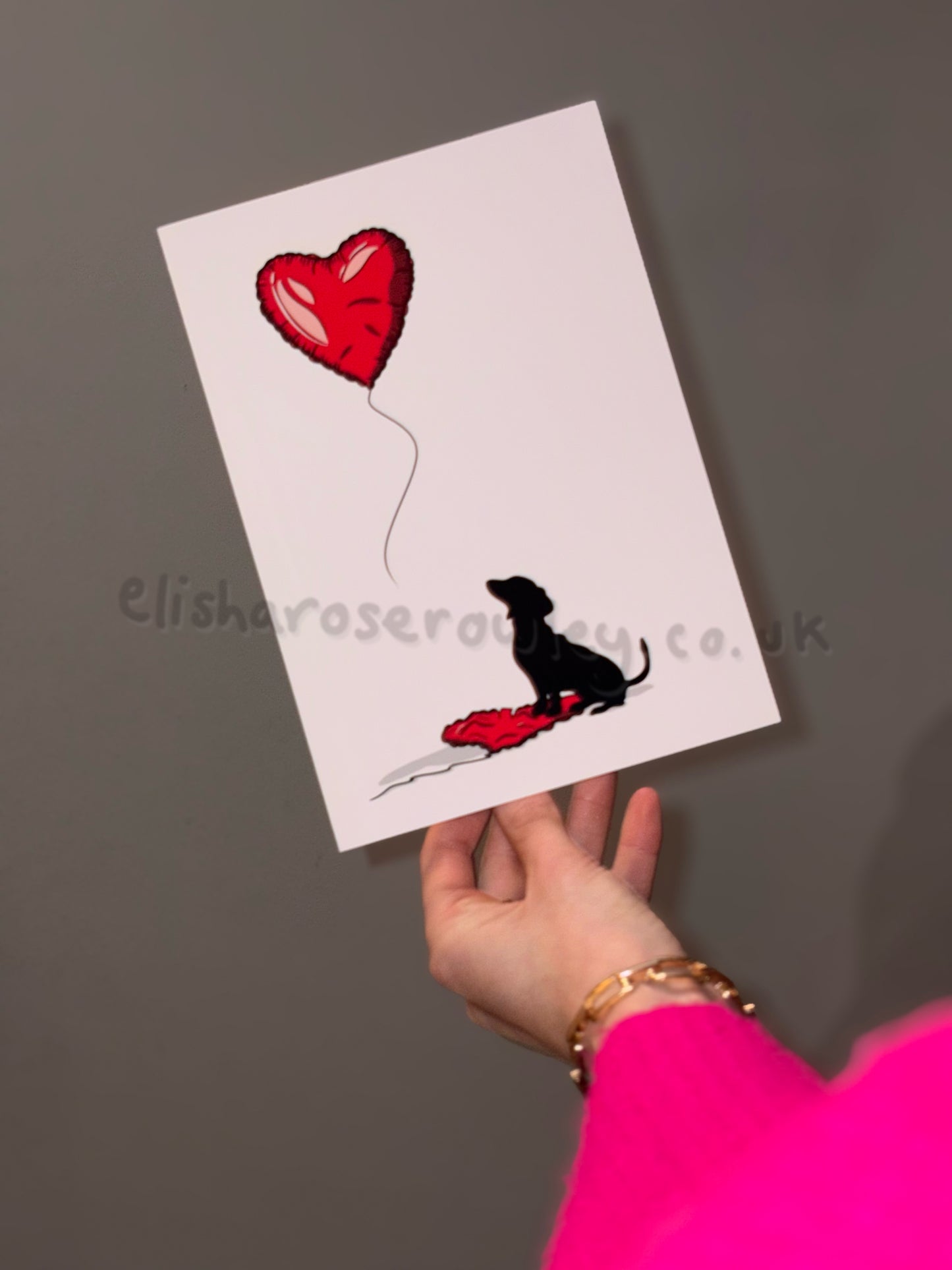 Dog Heart Balloon Valentine's/Anniversary Card! Hand-Drawn and Illustrated Card, A6 or A5, With or Without Text! (Copy)