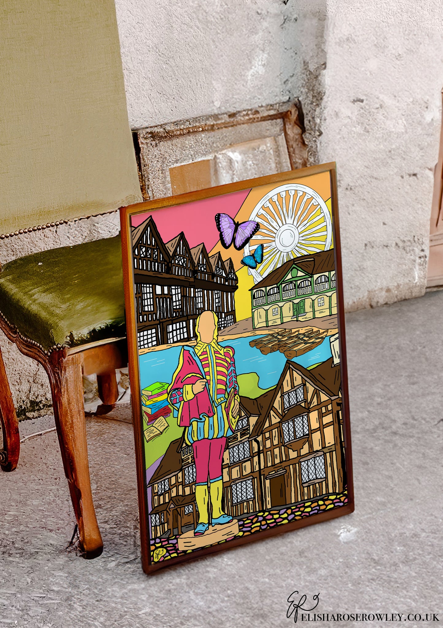 Stratford Upon Avon Hand-Drawn and Illustrated Art Print