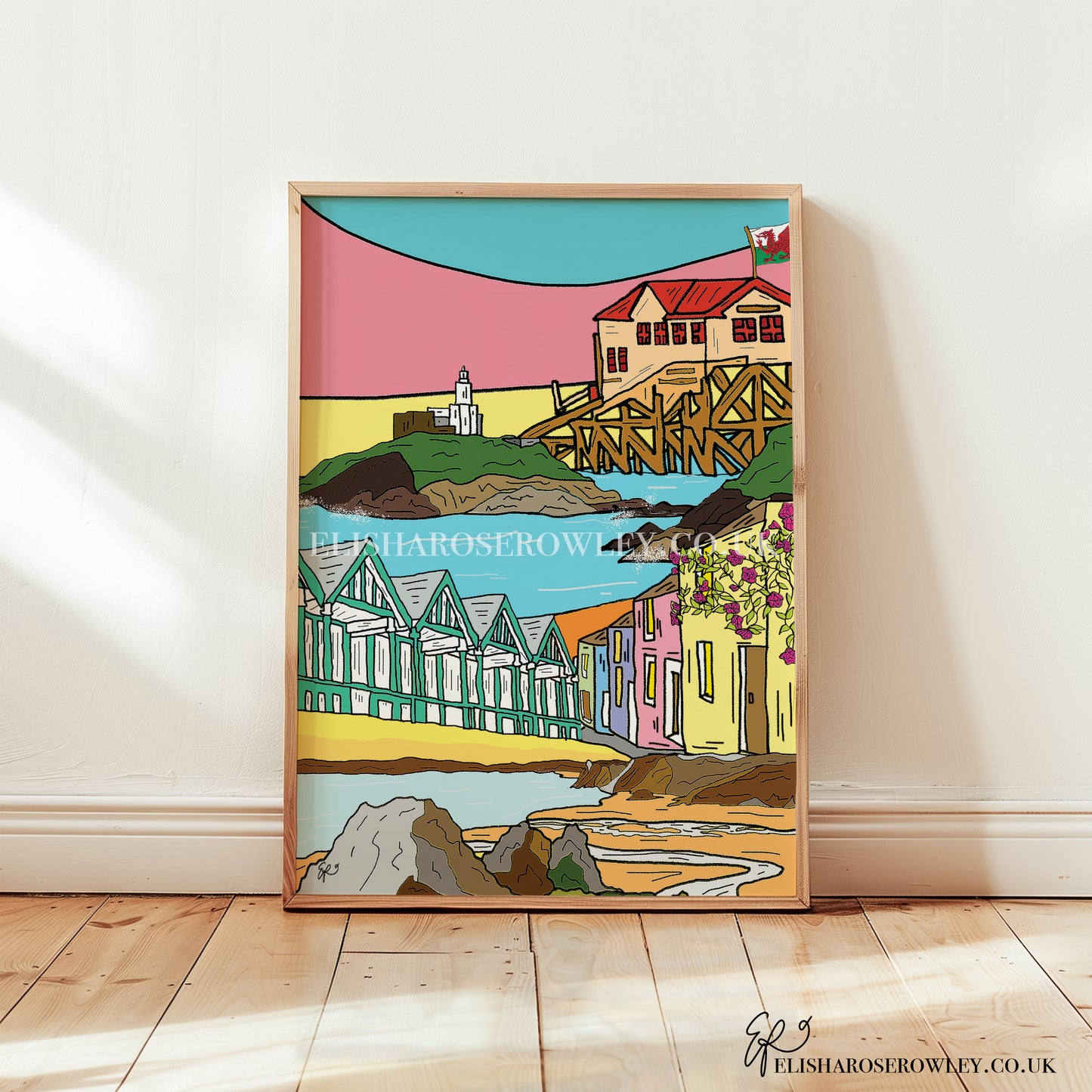 The Gower Coast, The Mumbles, Wales Hand-Drawn and Illustrated Art Print