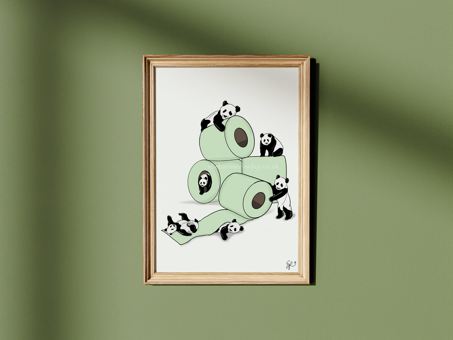 Roll with the Pandas - Hand-drawn and Illustrated Art Print