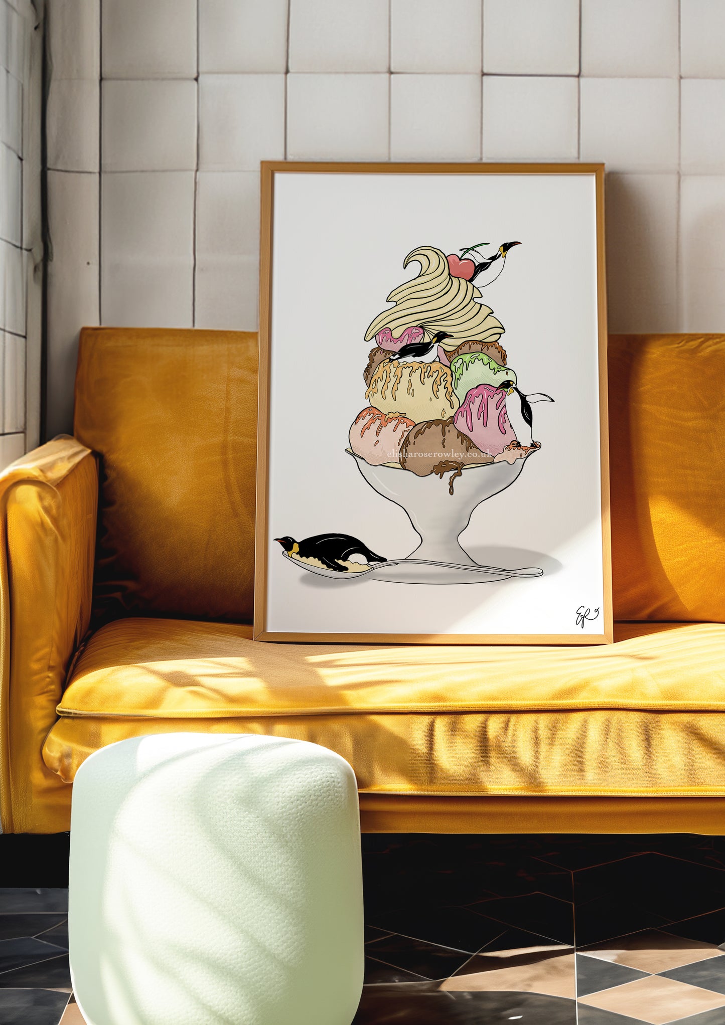 Sundae School for Penguins - Hand-drawn and Illustrated Art Print