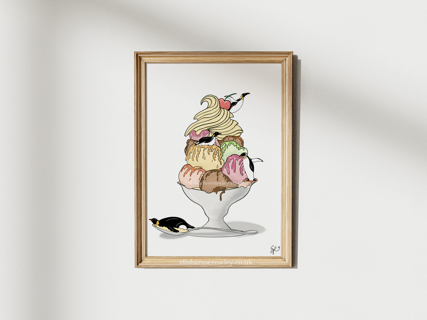 Sundae School for Penguins - Hand-drawn and Illustrated Art Print
