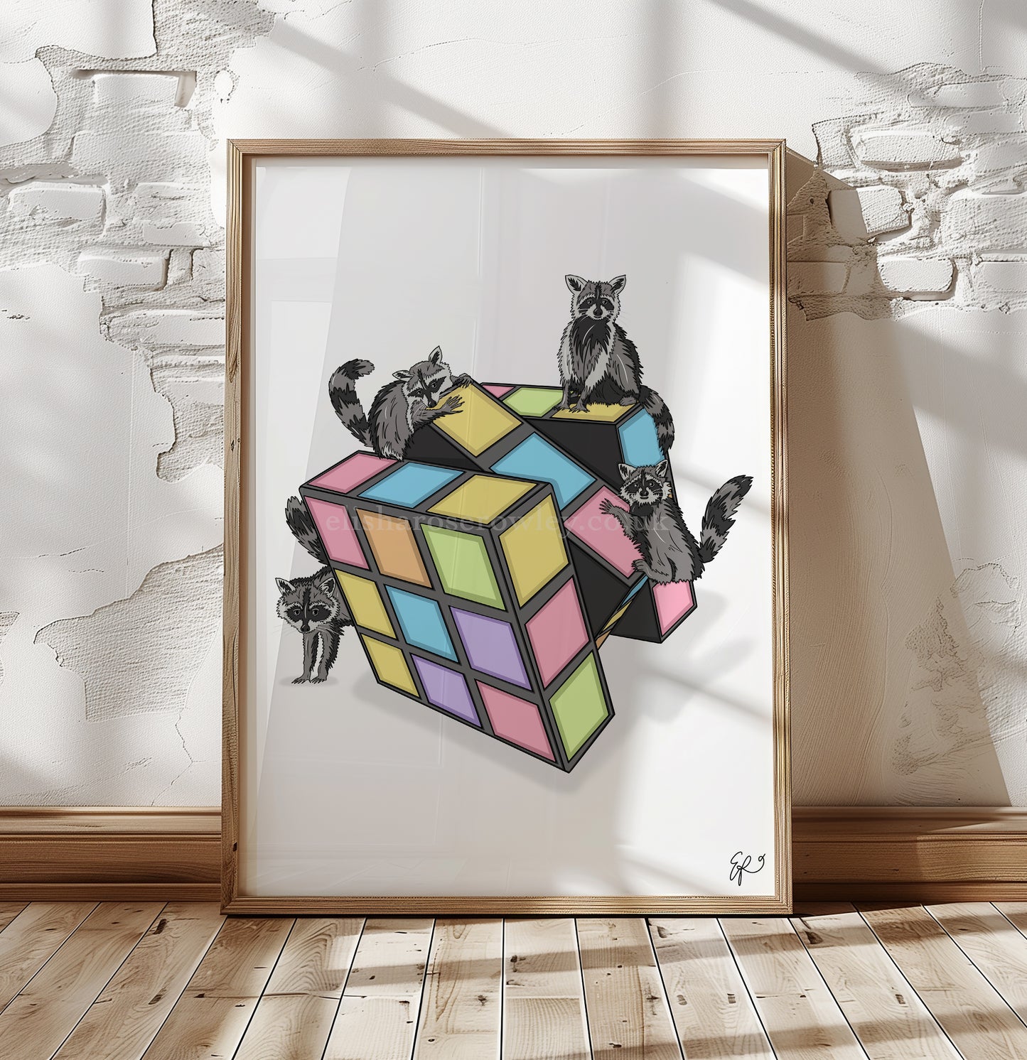 Rubiks Racoons - Hand-drawn and Illustrated Print