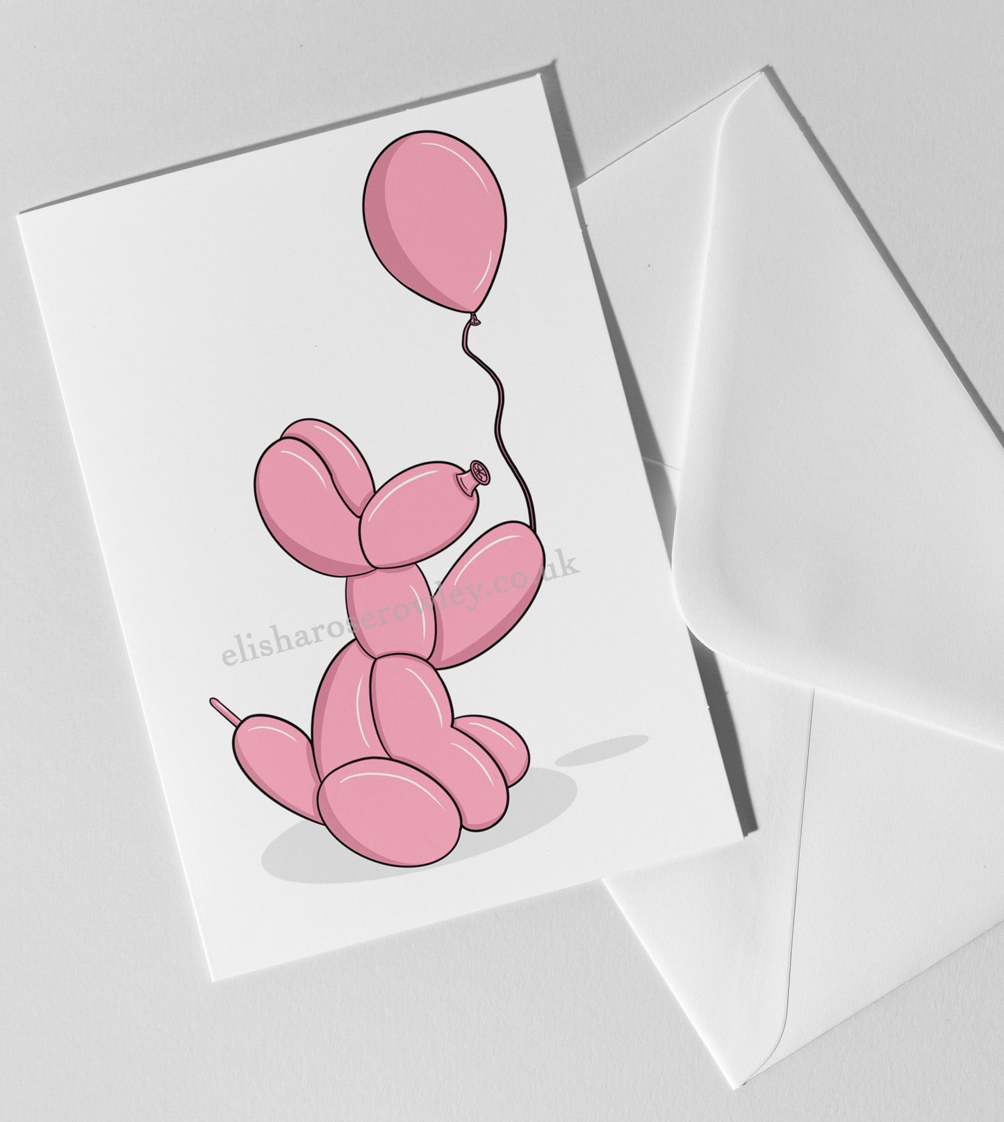 Balloon Dog's Balloon, Birthday/Every-Day Greeting Card A5, 7 Colours