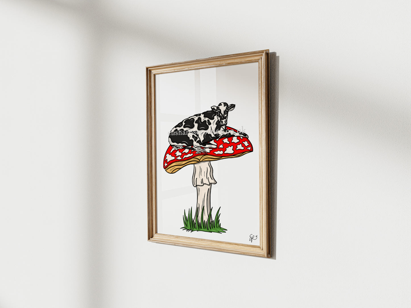 MOOshroom! - 3 Variations. Cow Print, Mushroom Illustrated Art Print