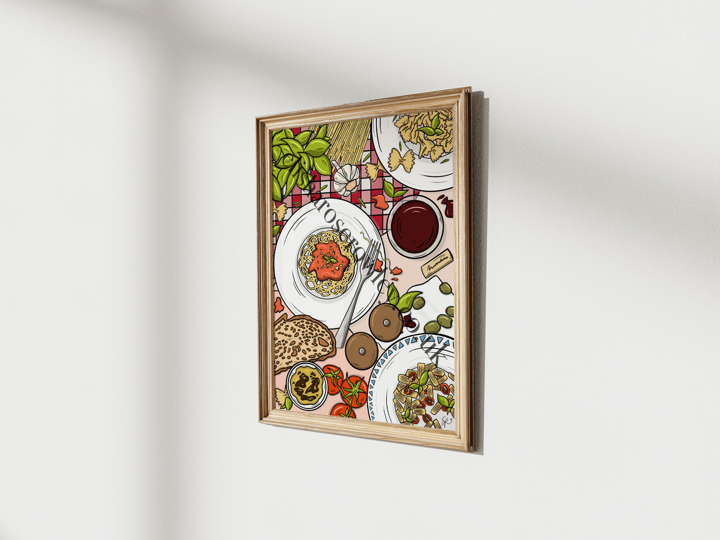 Pasta Party - Italian Themed Kitchen Decor Illustrated Art Print