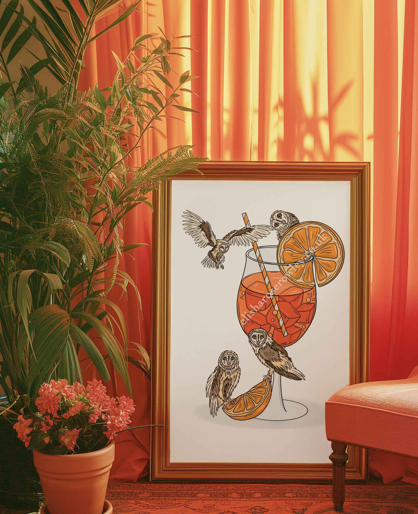 AperOWL Spritz - Hand-drawn and Illustrated Art Print