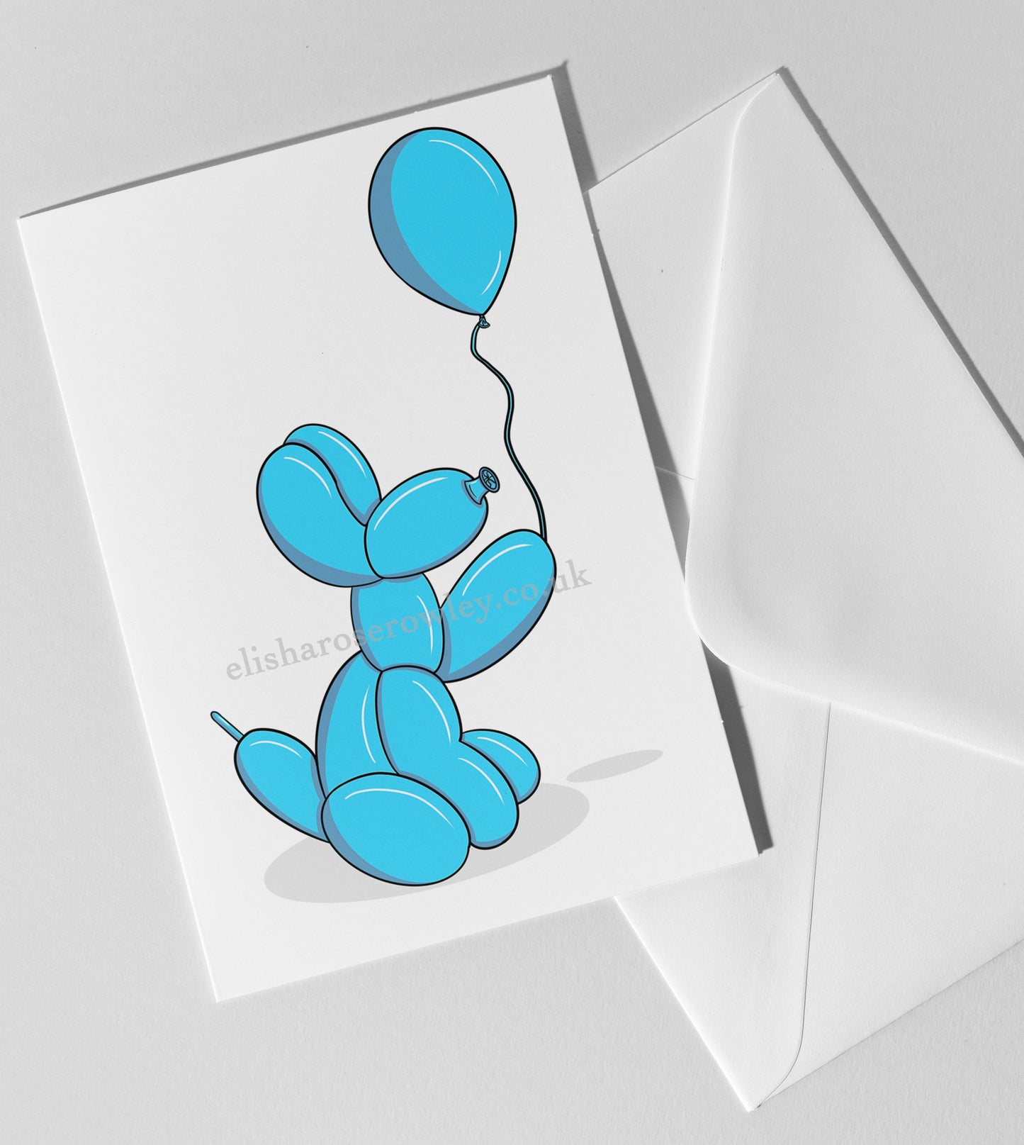 Balloon Dog's Balloon, Birthday/Every-Day Greeting Card A5, 7 Colours