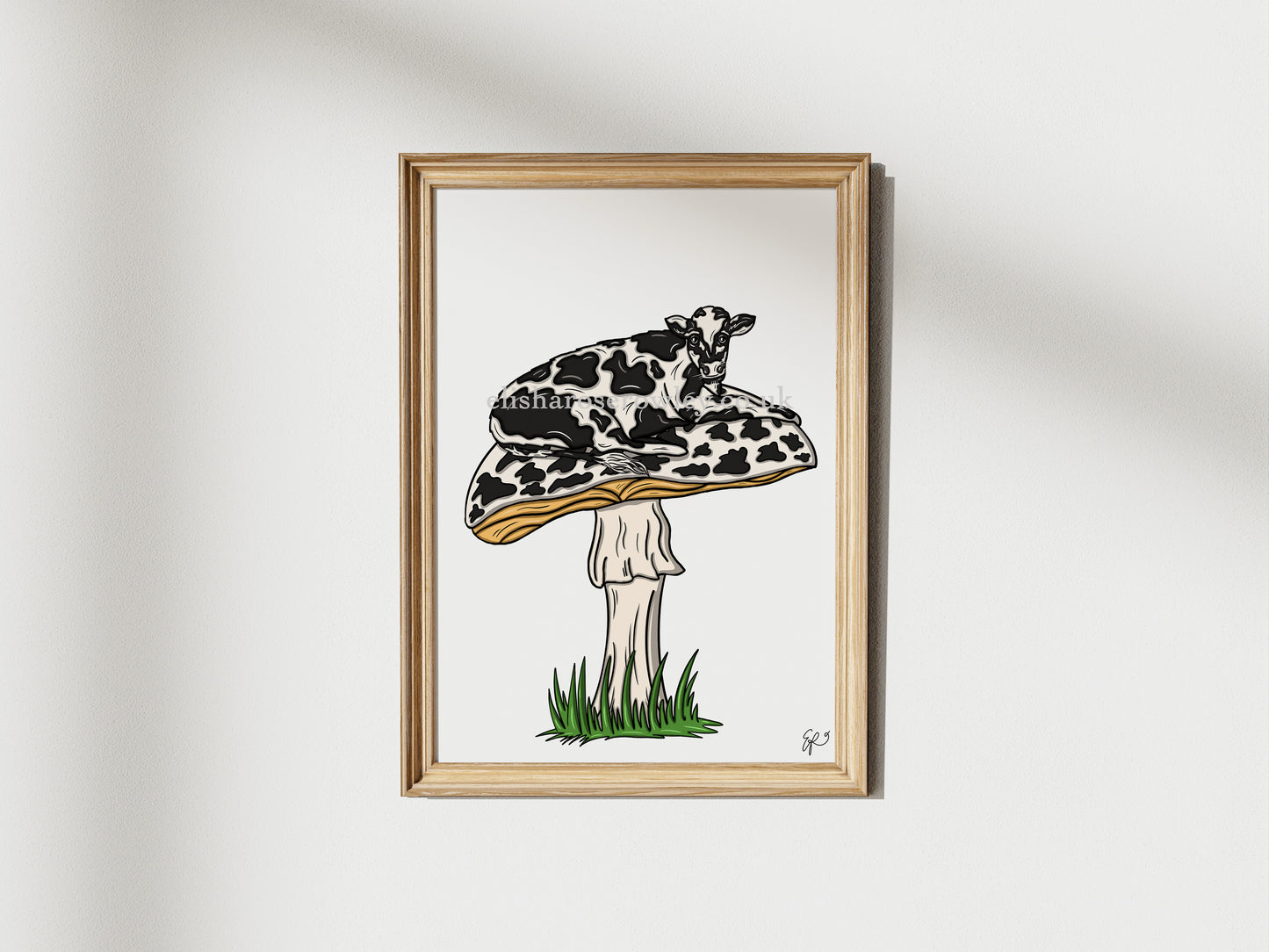 MOOshroom! - 3 Variations. Cow Print, Mushroom Illustrated Art Print