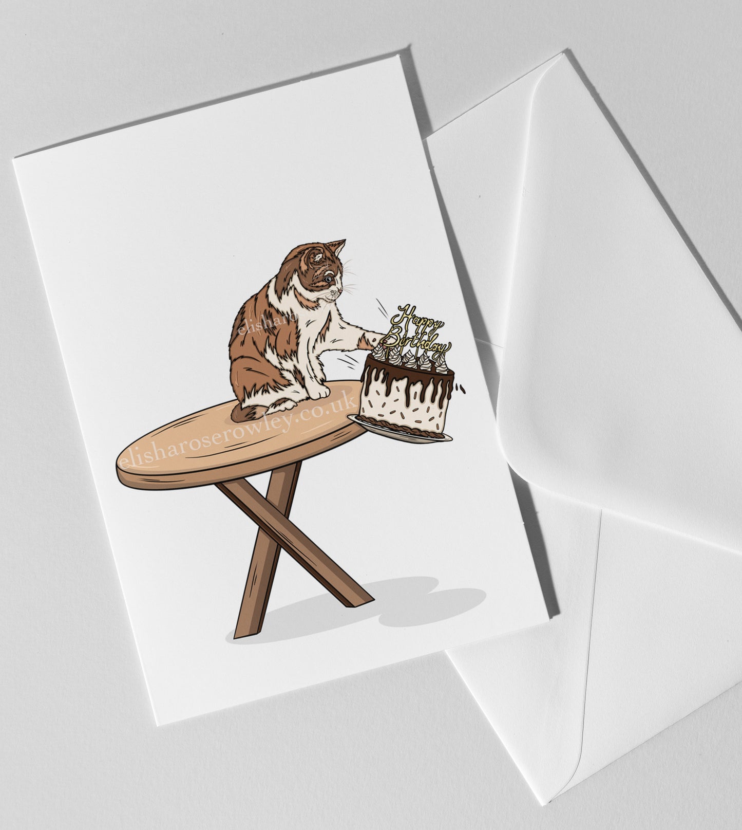 Cake Chaos, Birthday/Every-Day Greeting Card, Cat with a Birthday Cake A5