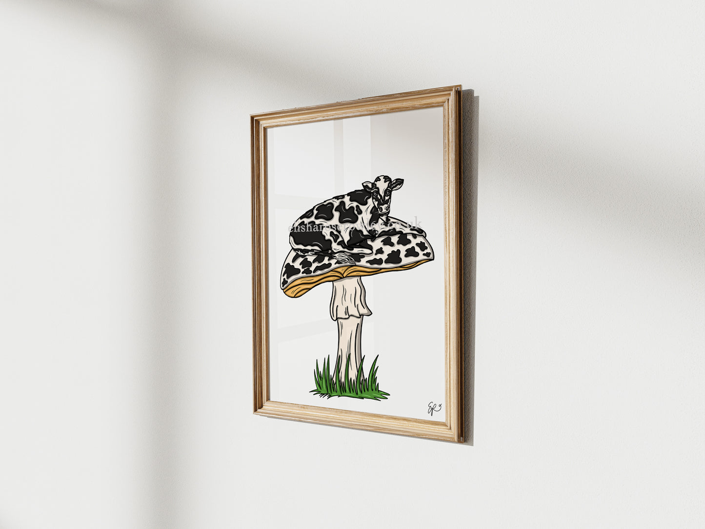 MOOshroom! - 3 Variations. Cow Print, Mushroom Illustrated Art Print