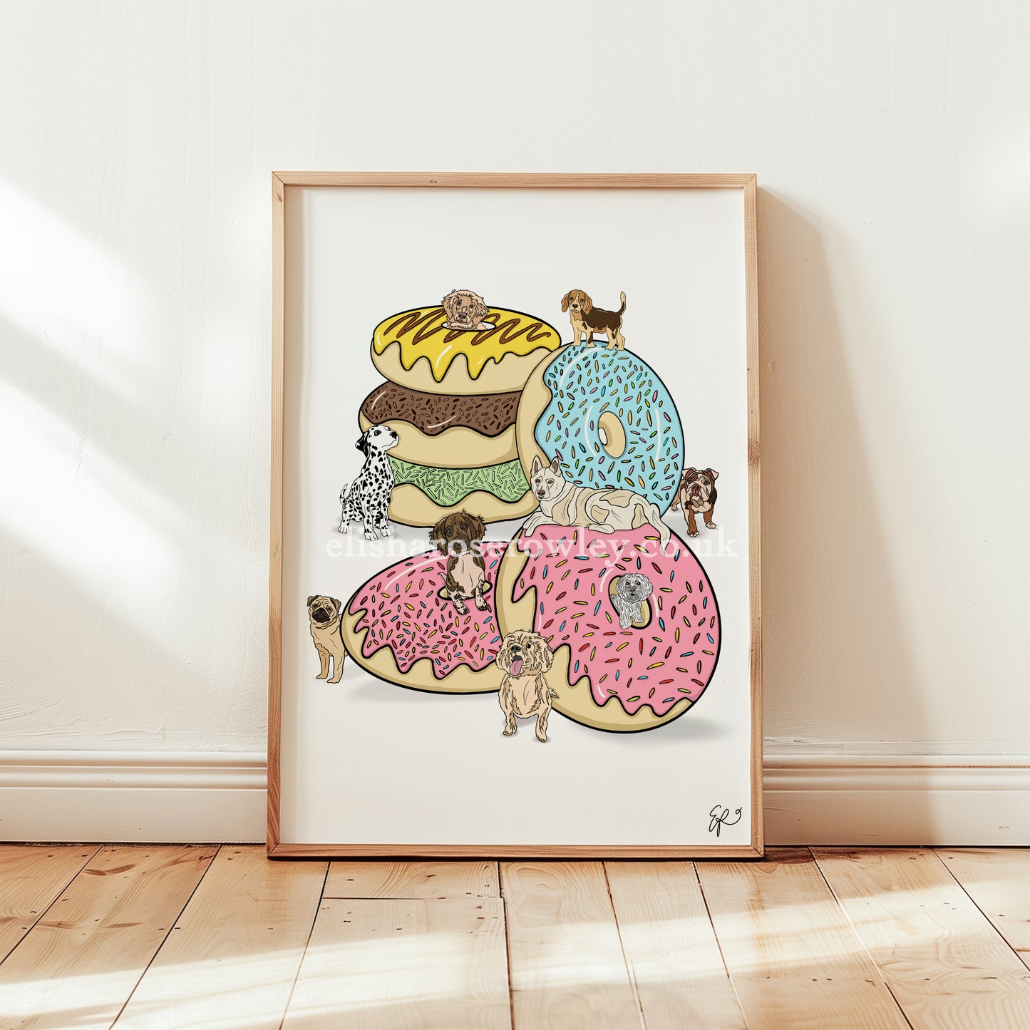 Donut Dogs - Hand-drawn and Illustrated Art Print