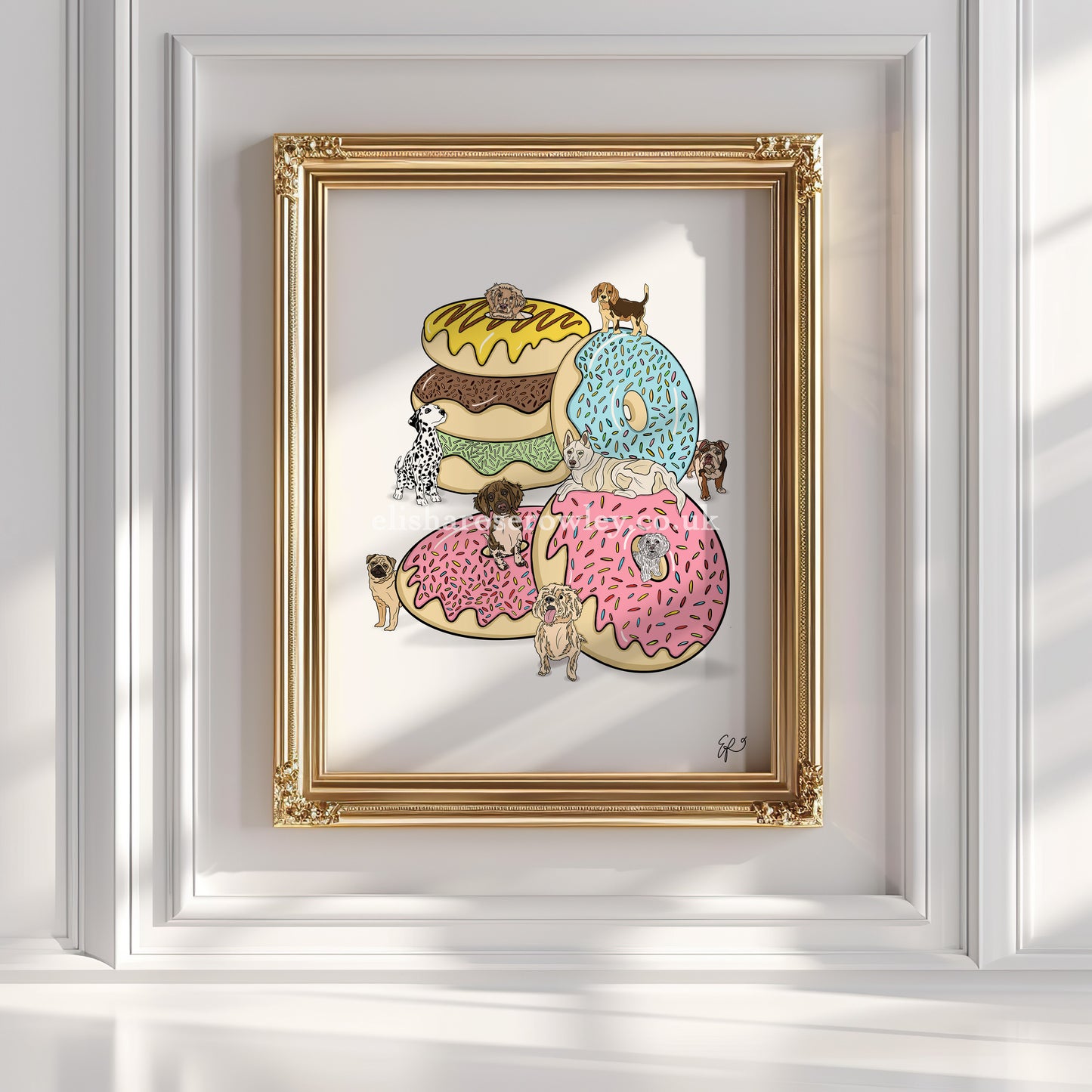 Donut Dogs - Hand-drawn and Illustrated Art Print