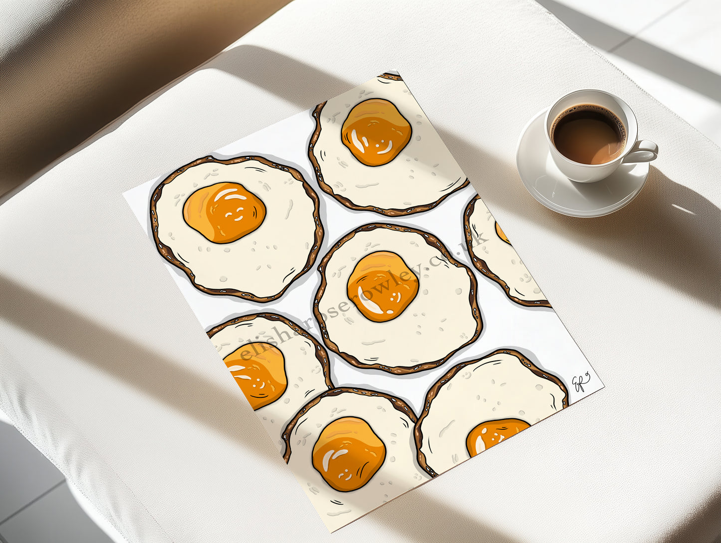 Happy Eggs Hand-drawn and Illustrated Art Print, with Hidden Smiley Faces!
