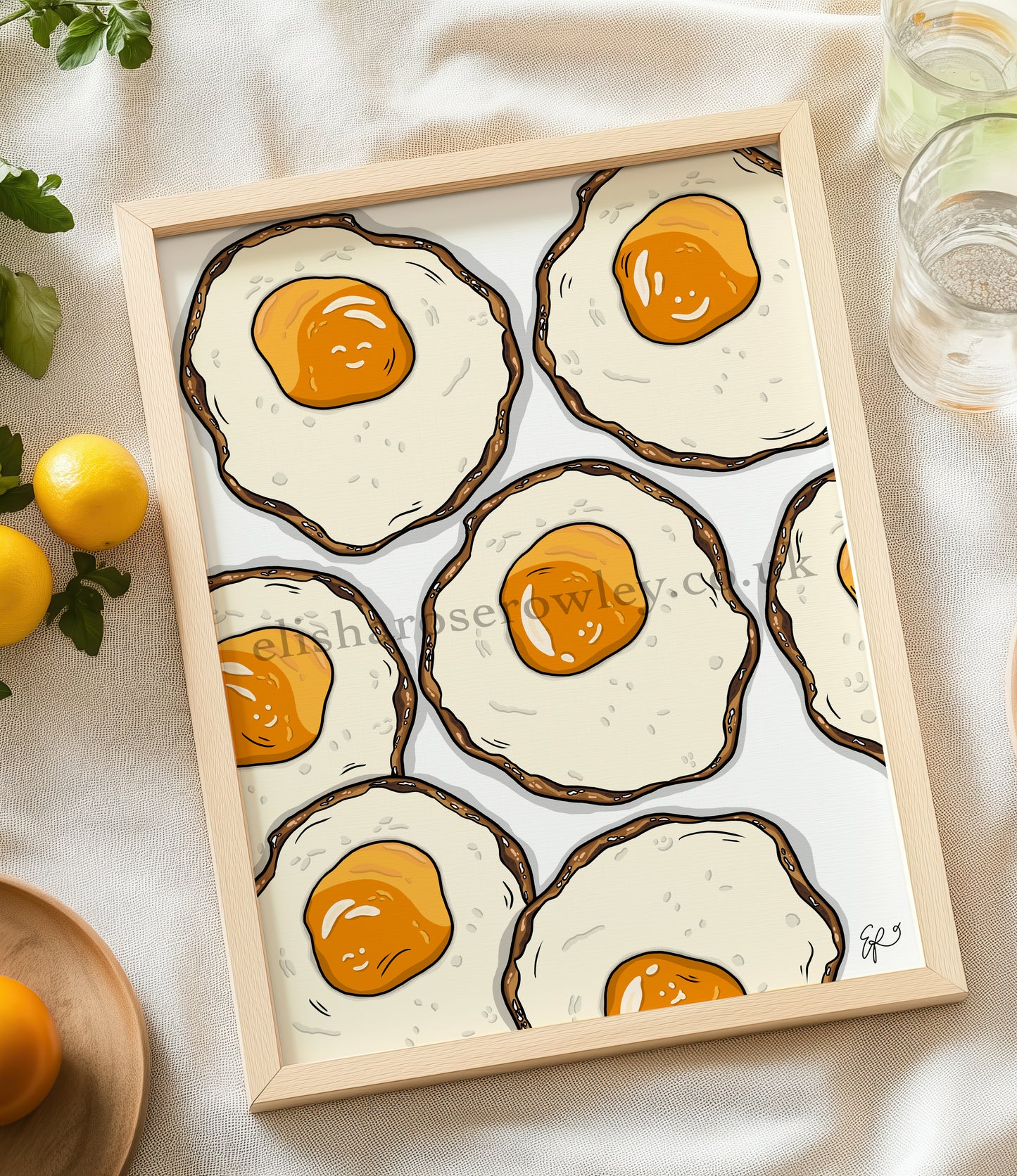 Happy Eggs Hand-drawn and Illustrated Art Print, with Hidden Smiley Faces!