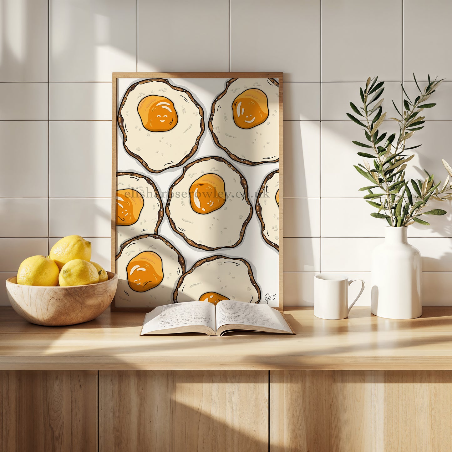 Happy Eggs Hand-drawn and Illustrated Art Print, with Hidden Smiley Faces!