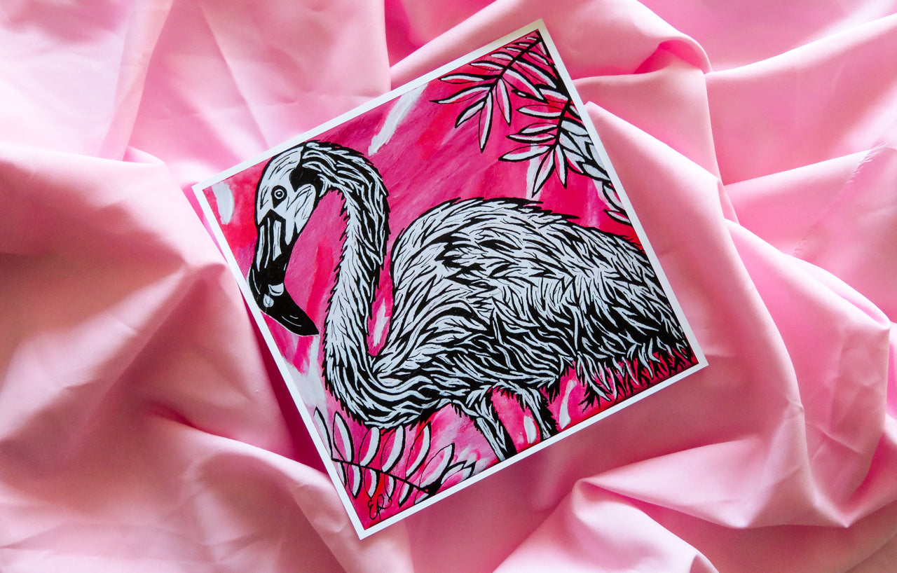 Flamingo Original Art Print, Wildlife Collection, 10x10
