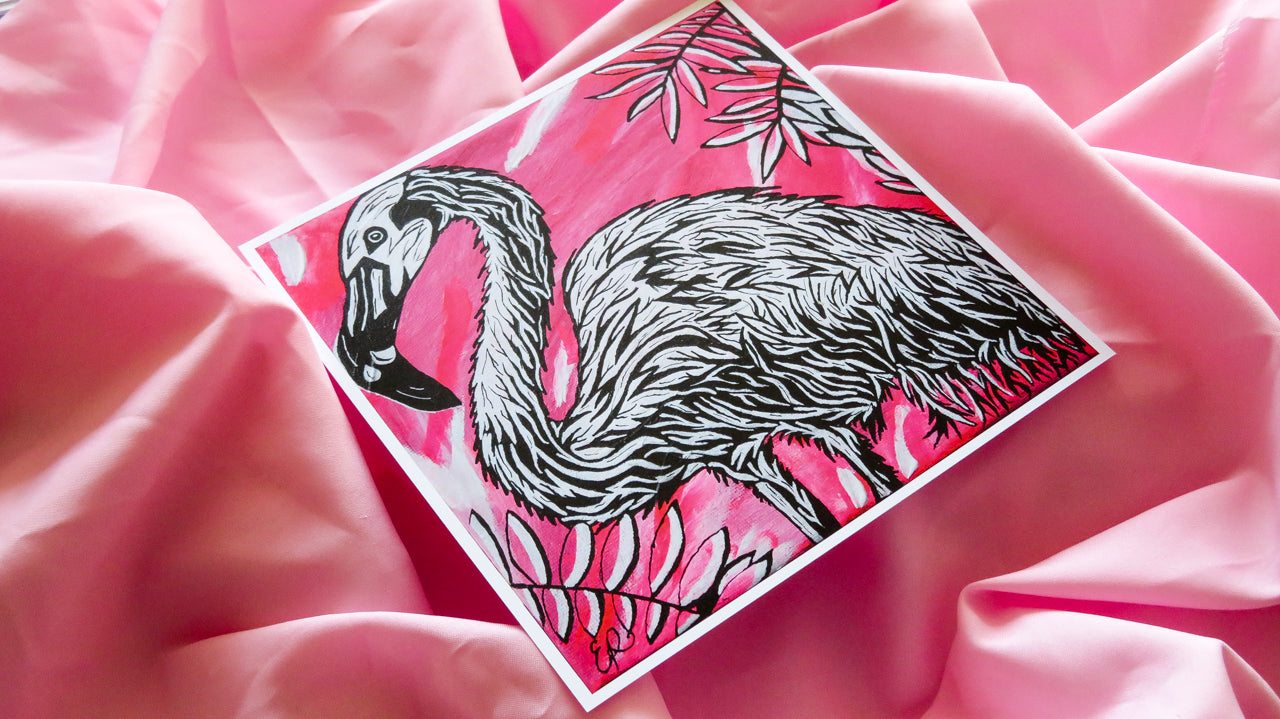 Flamingo Original Art Print, Wildlife Collection, 10x10