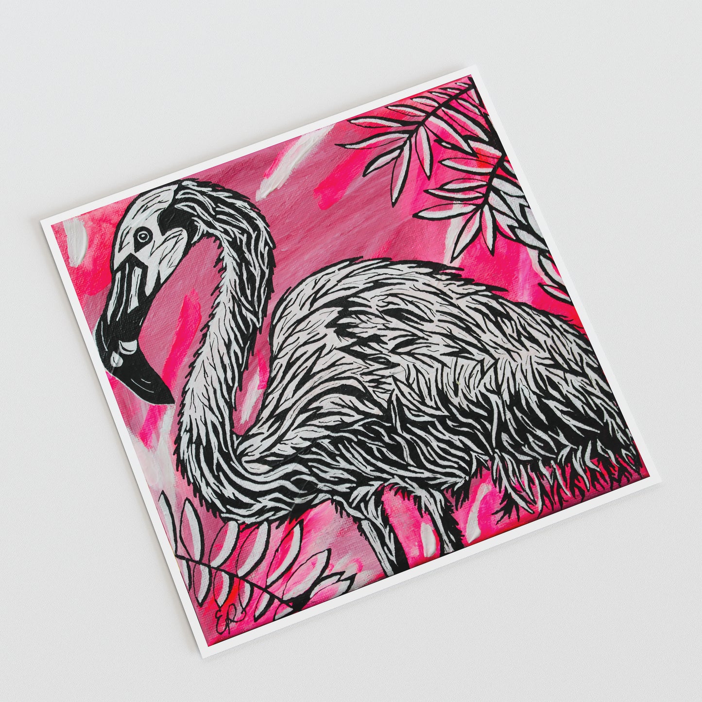 Flamingo Original Art Print, Wildlife Collection, 10x10