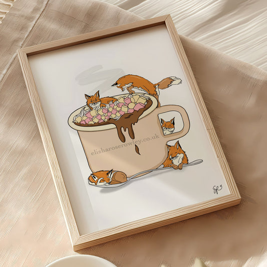 Fox Chocolate - Fox Hot Chocolate, Kitchen Wall Art Print