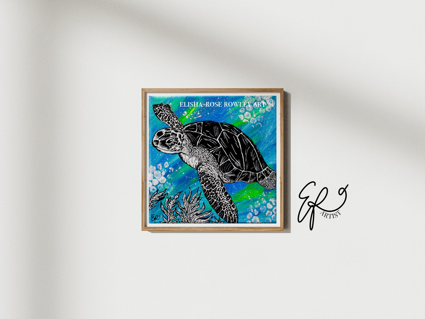 Sea Turtle Original Art Print, Wildlife Collection 10x10