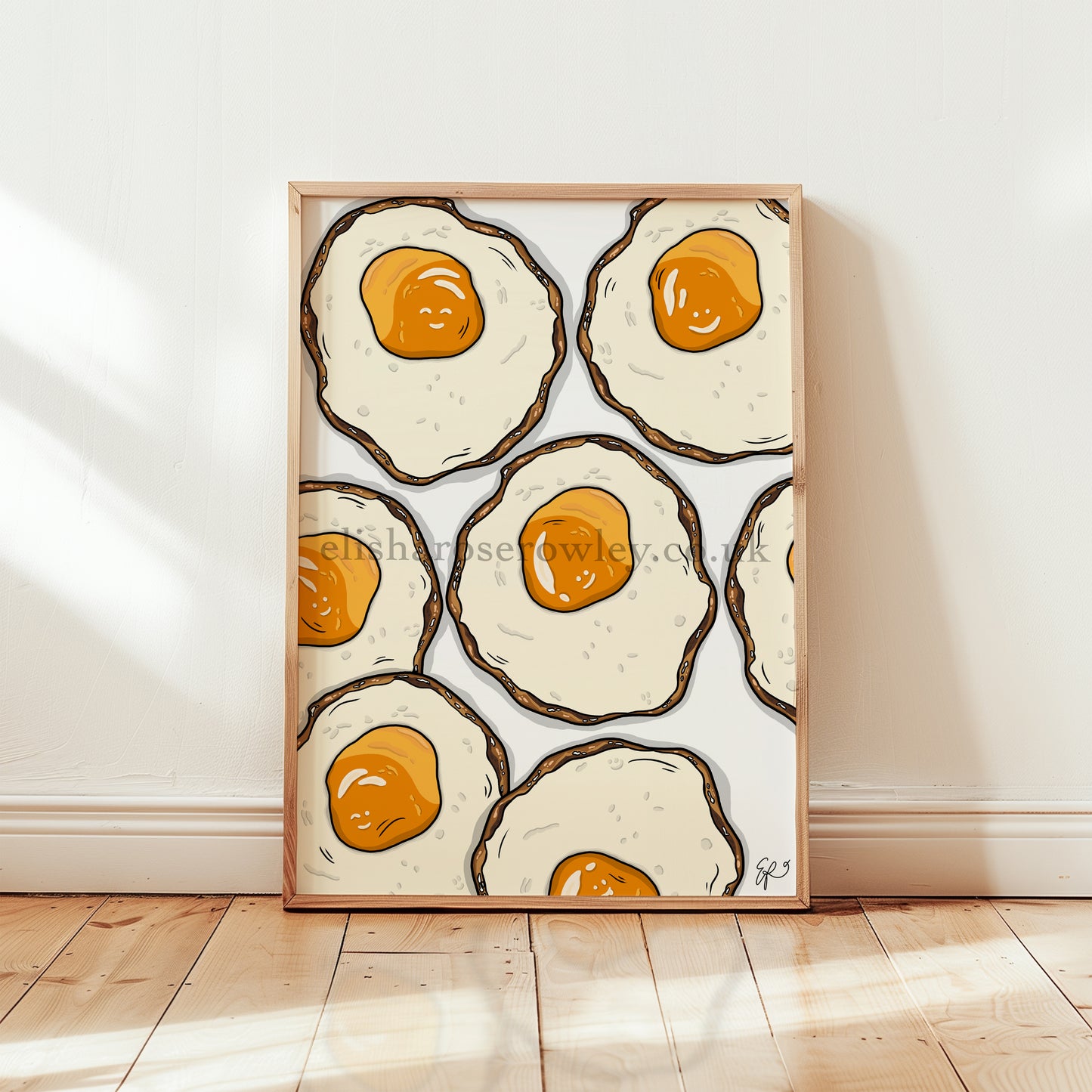 Happy Eggs Hand-drawn and Illustrated Art Print, with Hidden Smiley Faces!