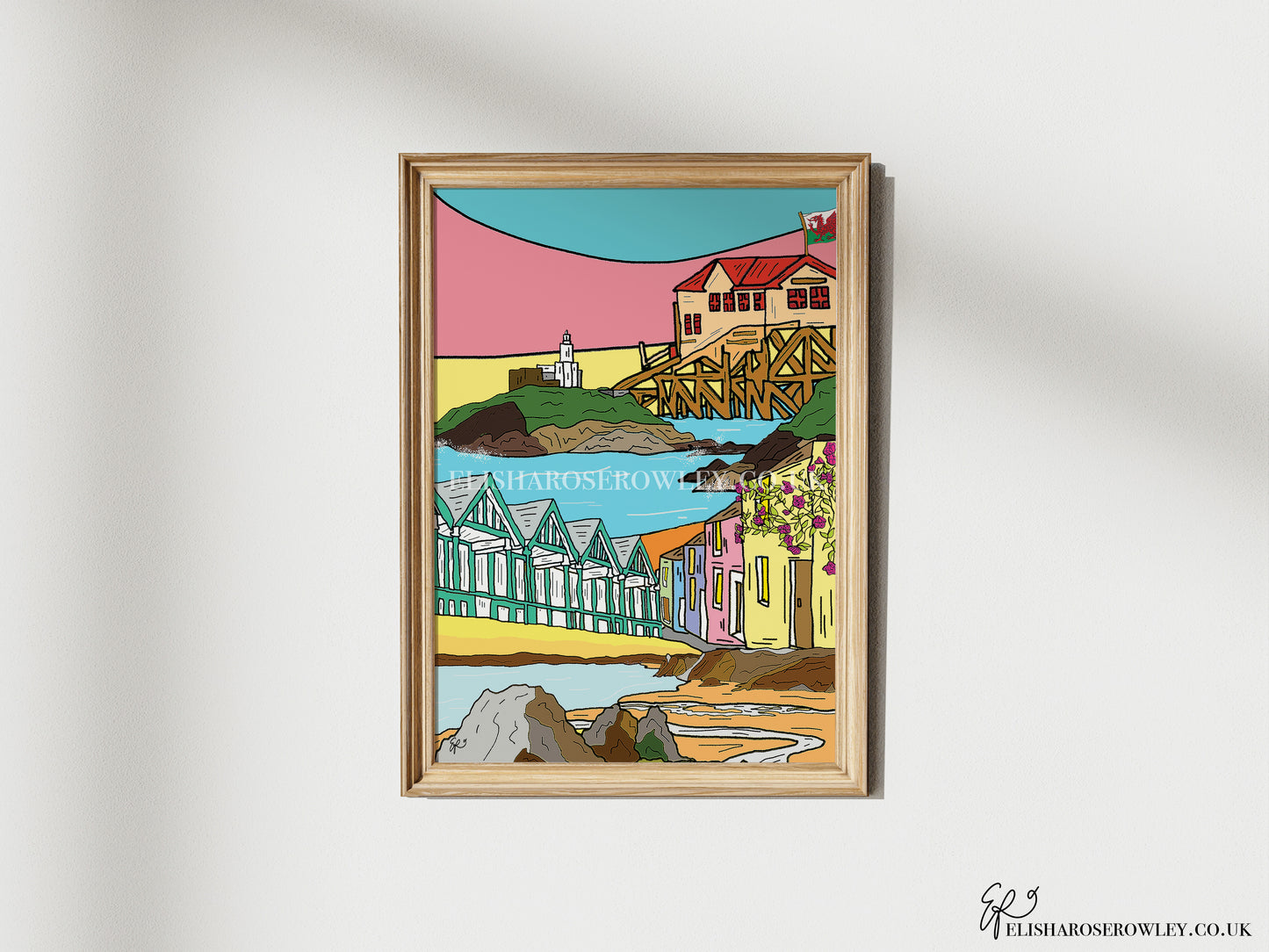 The Gower Coast, The Mumbles, Wales Hand-Drawn and Illustrated Art Print