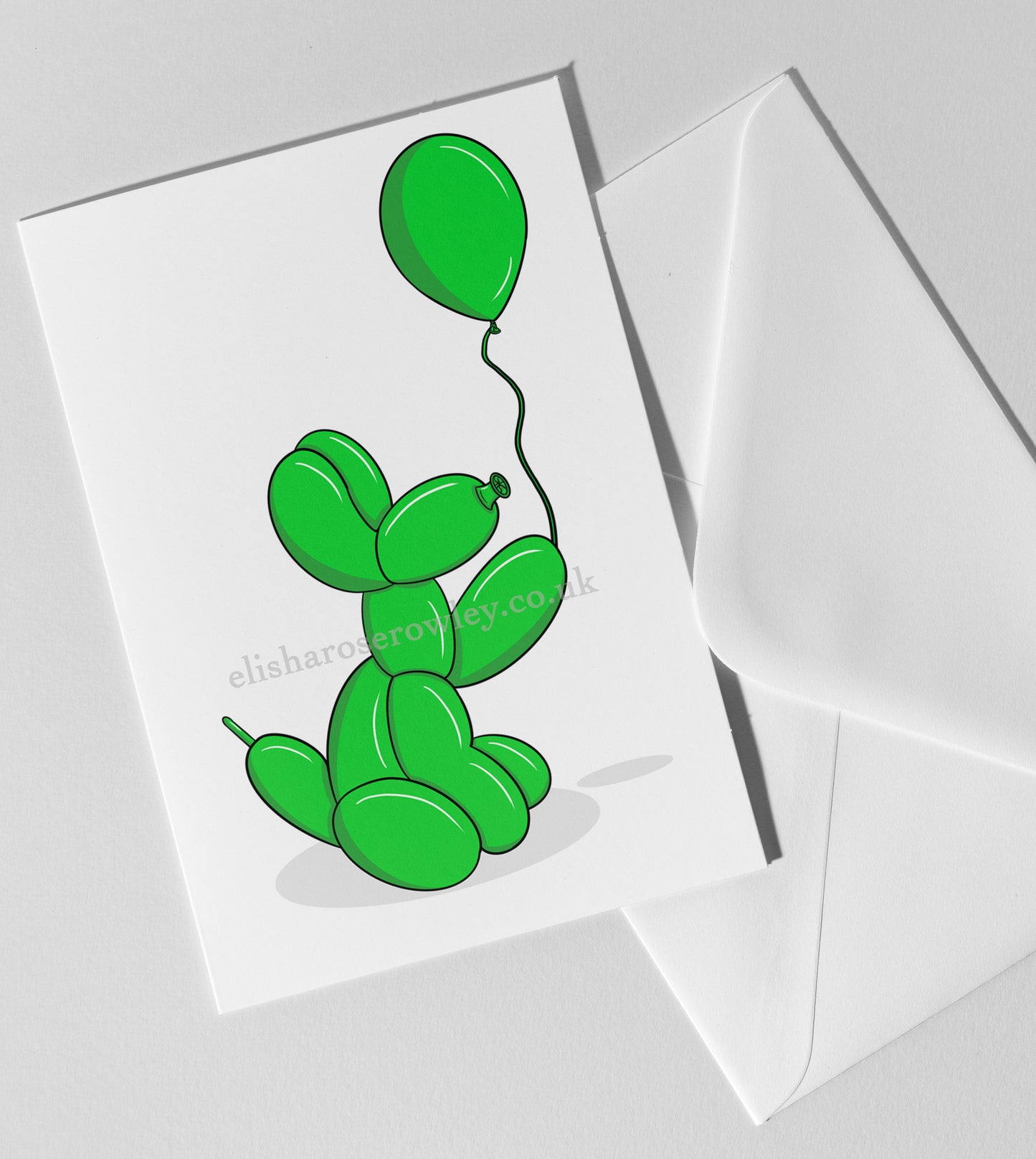 Balloon Dog's Balloon, Birthday/Every-Day Greeting Card A5, 7 Colours