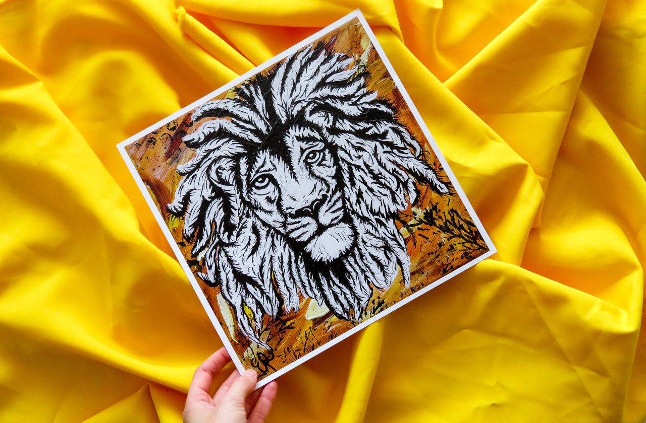 Lion Original Art Print, Wildlife Collection 10x10
