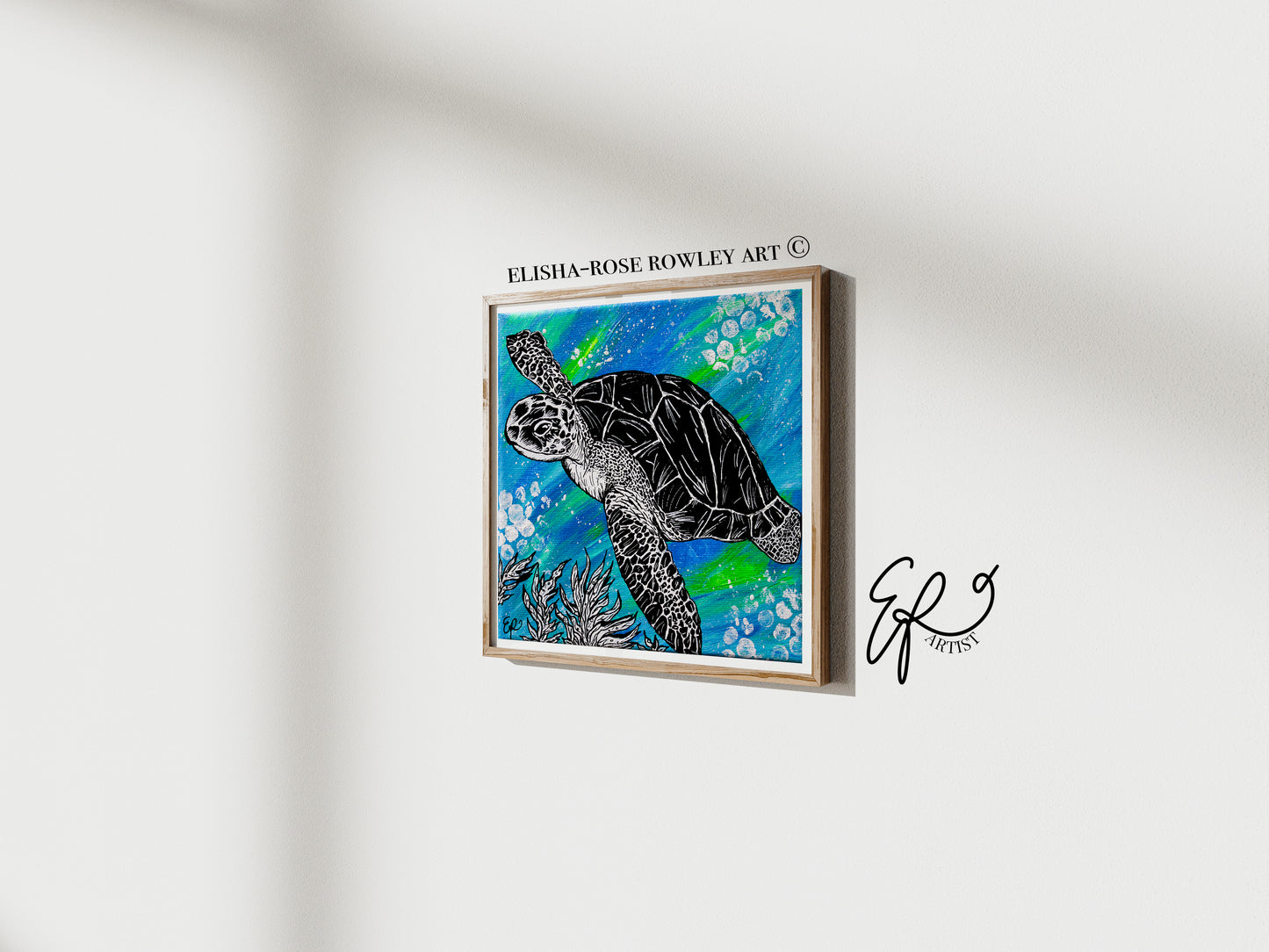Sea Turtle Original Art Print, Wildlife Collection 10x10