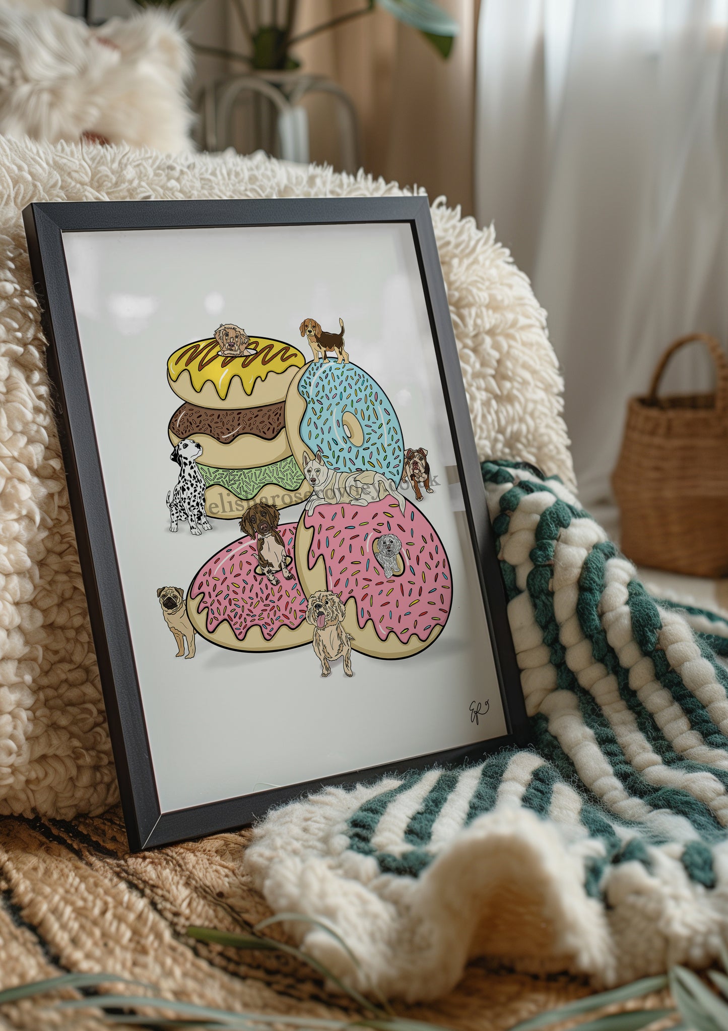 Donut Dogs - Hand-drawn and Illustrated Art Print
