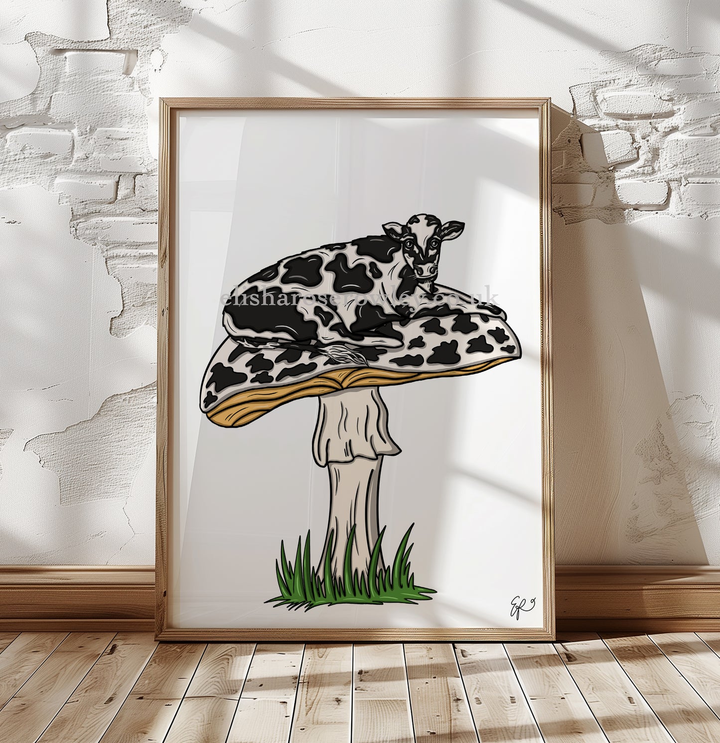 MOOshroom! - 3 Variations. Cow Print, Mushroom Illustrated Art Print