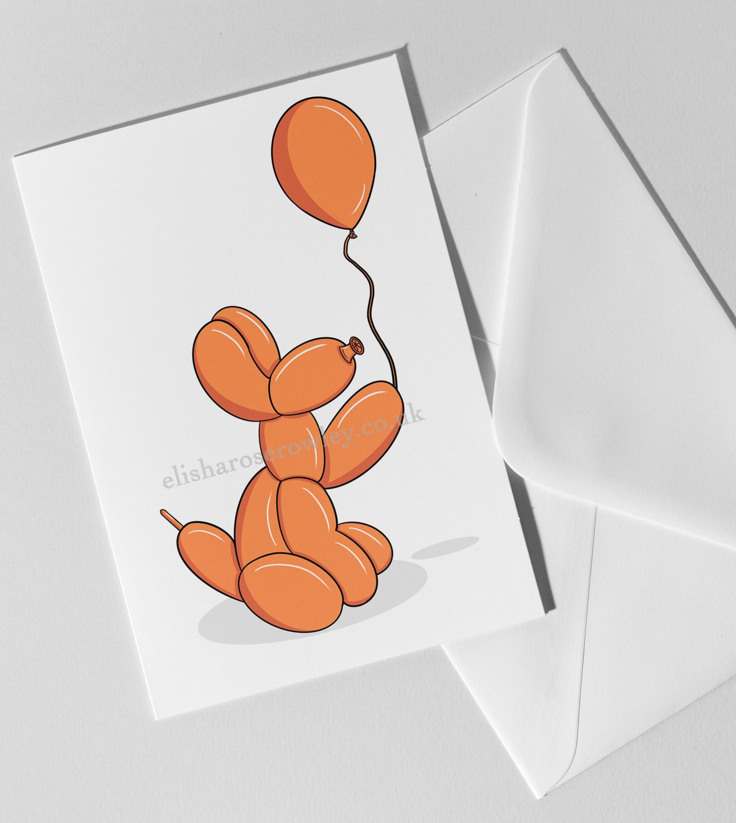 Balloon Dog's Balloon, Birthday/Every-Day Greeting Card A5, 7 Colours
