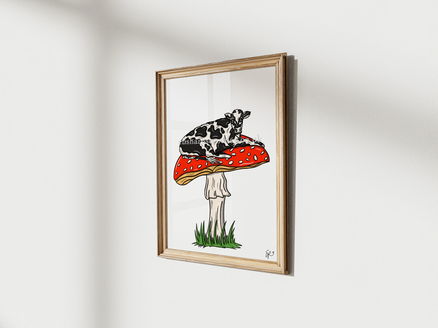 MOOshroom! - 3 Variations. Cow Print, Mushroom Illustrated Art Print