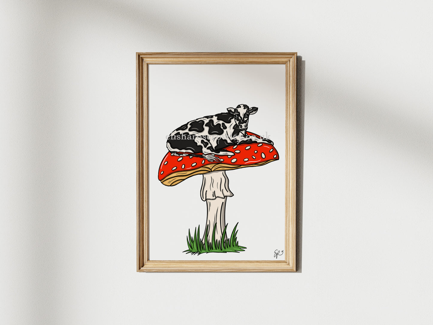 MOOshroom! - 3 Variations. Cow Print, Mushroom Illustrated Art Print
