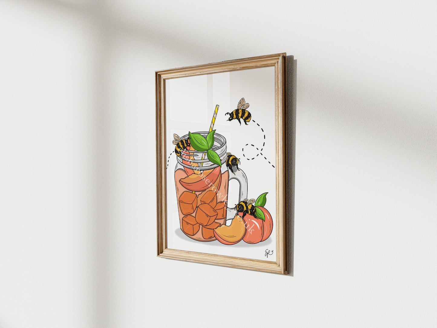 Peachy Iced Bees - Hand-drawn and Illustrated Art Print