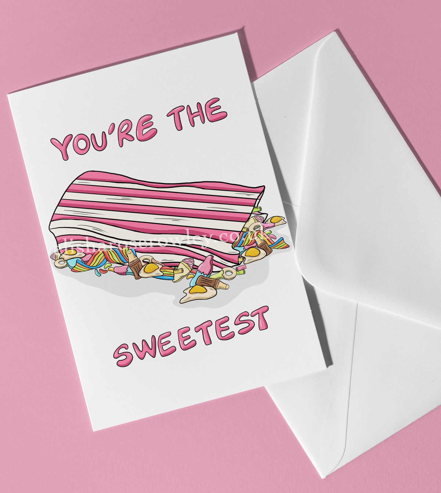 'You're The Sweetest' Greeting Card A5 - Available in 2 Colours: Blue or Pink