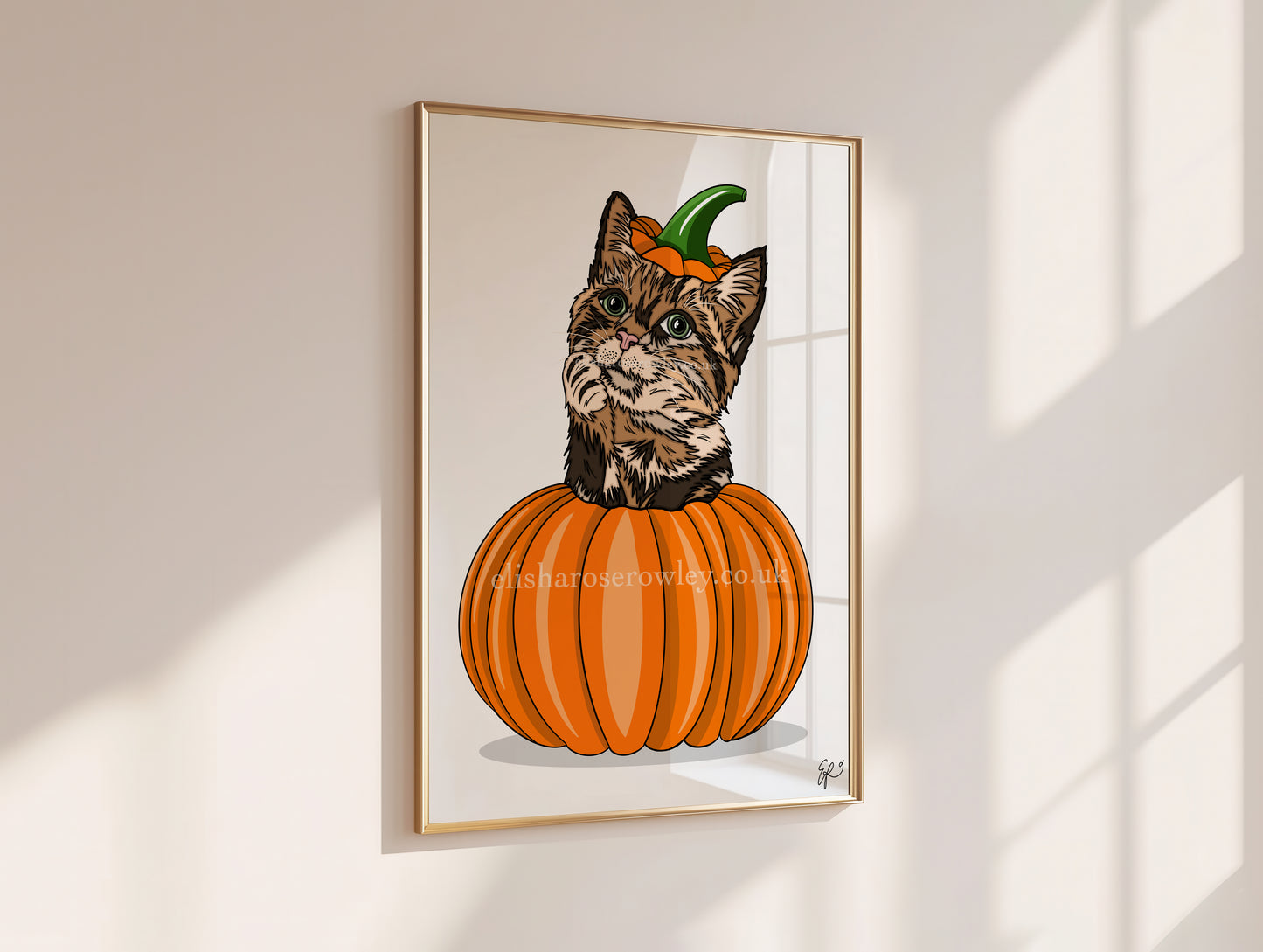 Pumpkin Cat - Hand-drawn and Illustrated Art Print