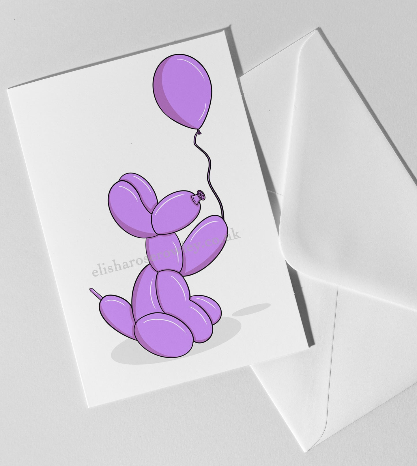 Balloon Dog's Balloon, Birthday/Every-Day Greeting Card A5, 7 Colours