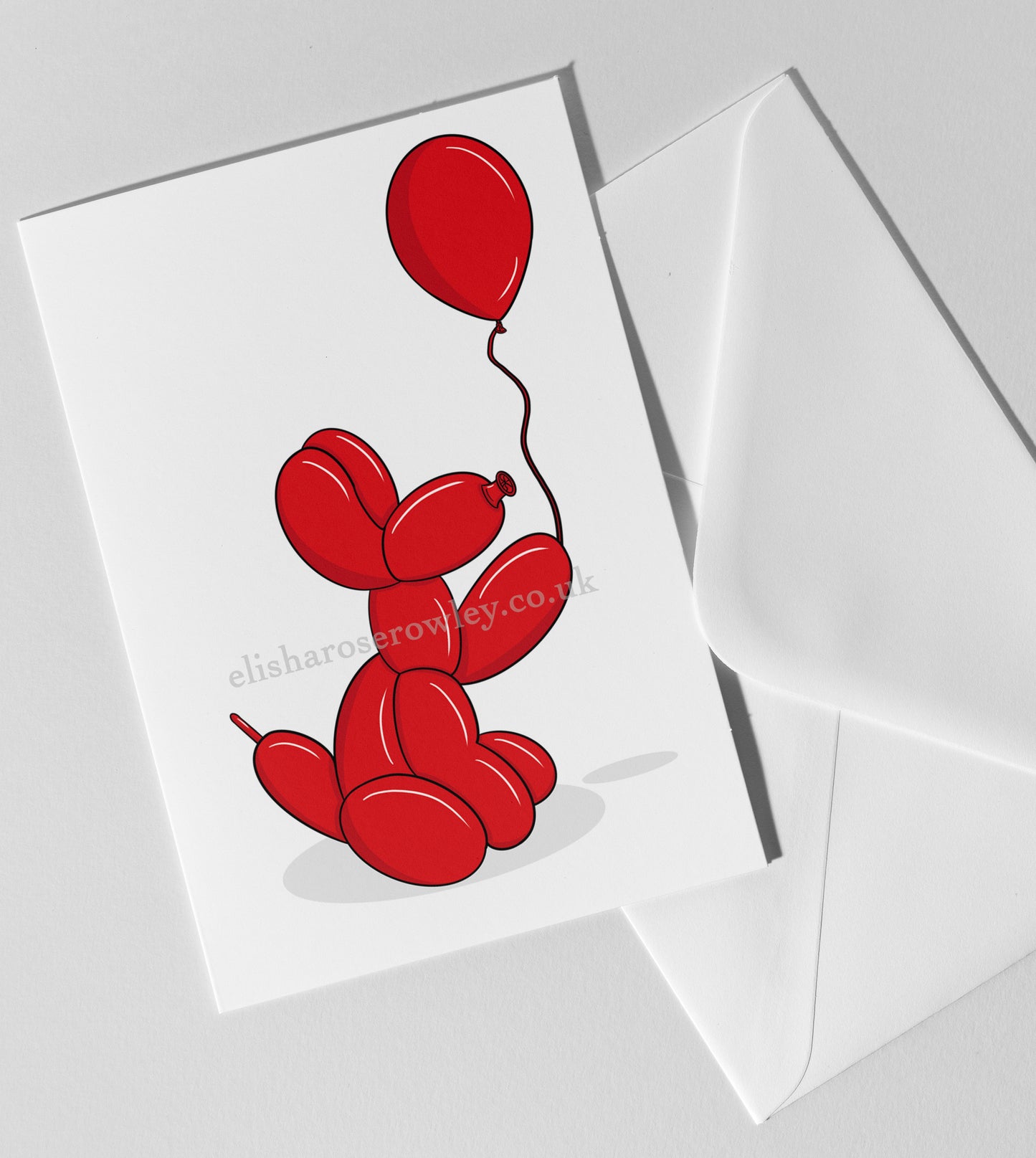 Balloon Dog's Balloon, Birthday/Every-Day Greeting Card A5, 7 Colours