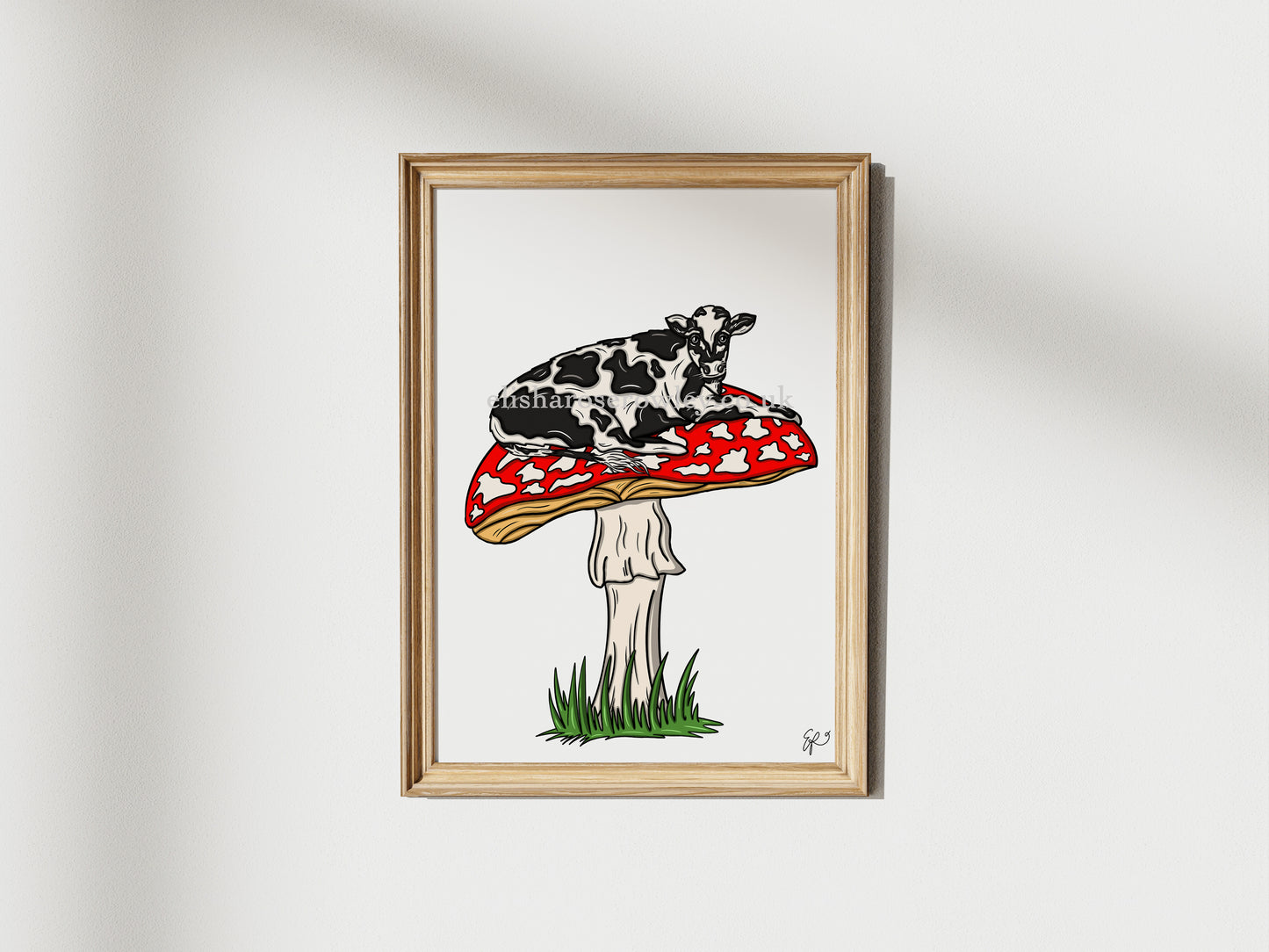 MOOshroom! - 3 Variations. Cow Print, Mushroom Illustrated Art Print
