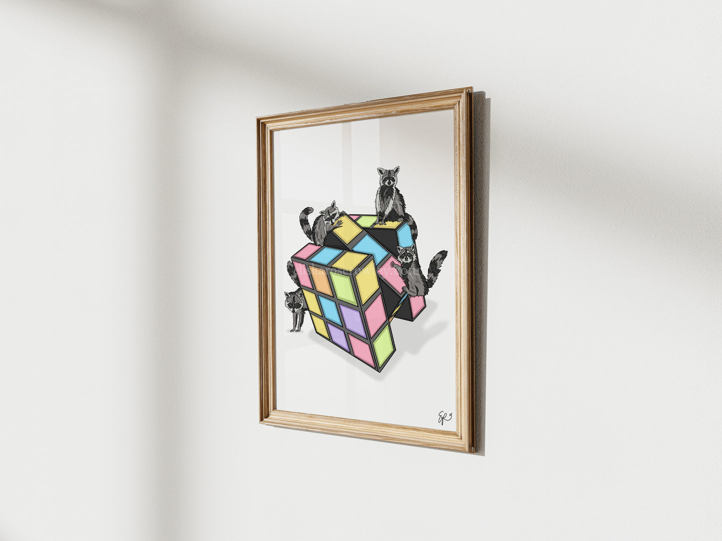 Rubiks Racoons - Hand-drawn and Illustrated Print